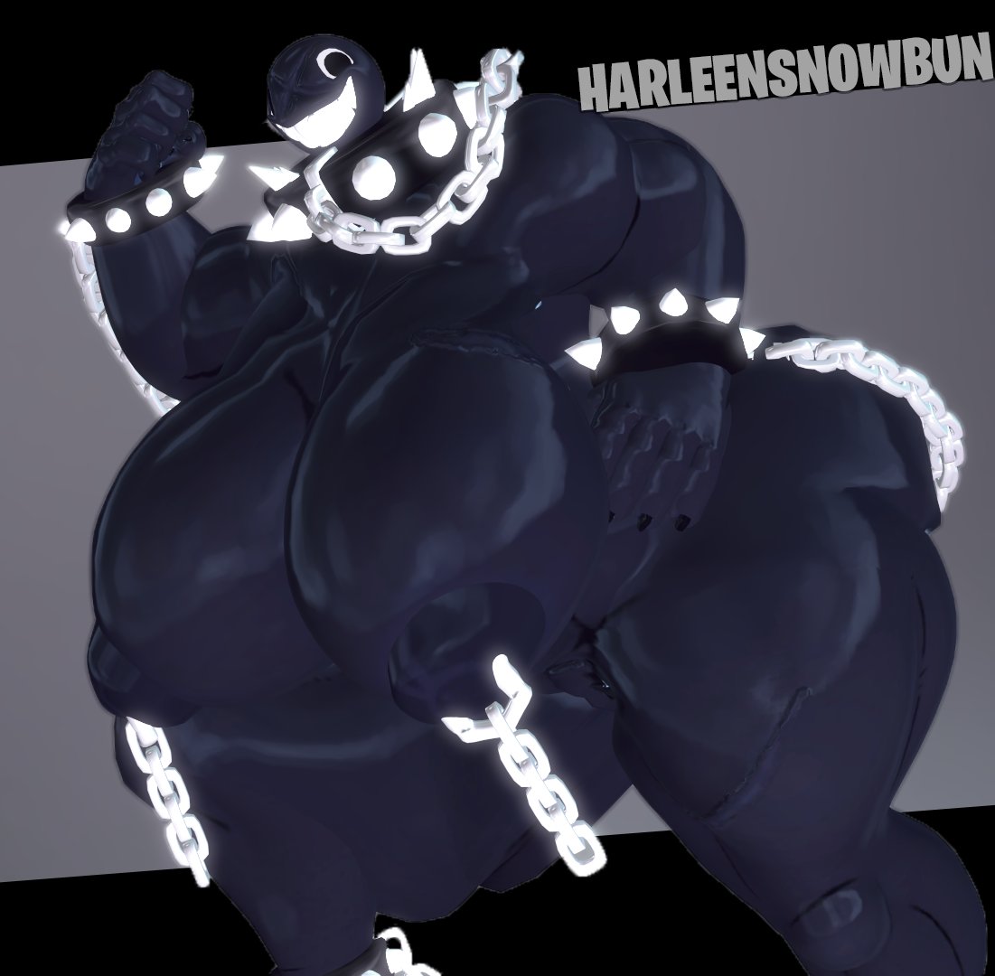 1girls, 3d, 3d (artwork), anklet, anthro, bbw, big breasts, big nipples, big thighs, black eyes, bracelet, breasts, breasts bigger than head, chain chomp, chains, collar, curvy, female, female only, flexing, gigi (thecoatl034), hand on hip, harleensnowbun, huge breasts, huge thighs, humanoid, large breasts, large thighs, mario (series), nintendo, nipples, sharp teeth, smile, solo, spiked anklet, spiked bracelet, spiked collar, thick, thick hips, thick thighs, thighs, wide hips