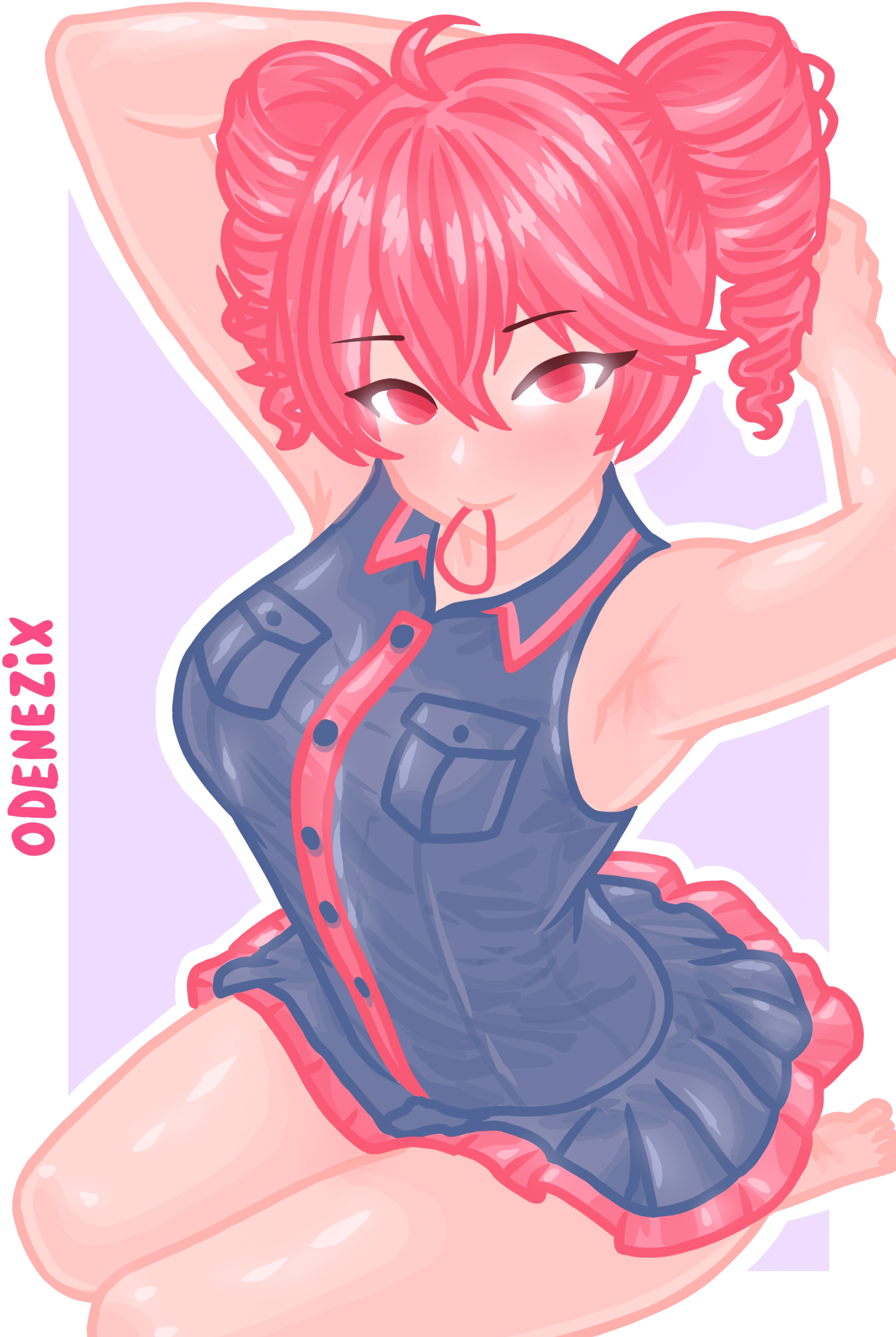 1girls, armpit, armpit fetish, clothing, cute, cute style, female, female focus, female only, high quality, kasane teto, odenezix, red eyes, red hair, simple background, utau