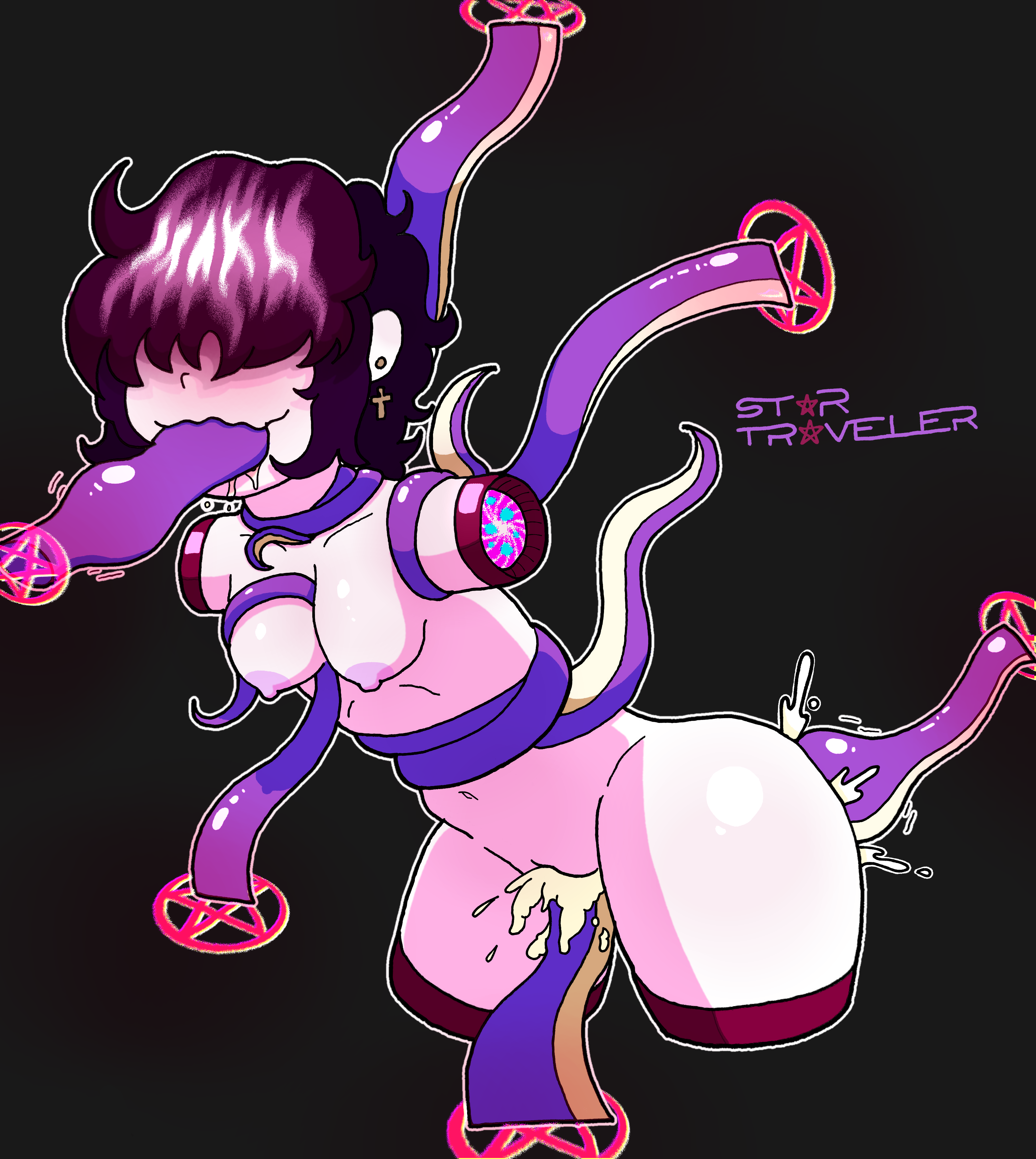 1girls, amputee, bangs, bangs hair, bangs over eyes, black background, black hair, cum, cum in ass, cum in mouth, cum in pussy, cum inside, emo, emo girl, emo hair, female, fucked by tentacle, goth, goth girl, implied impregnation, impregnation, limbless, limbless amputee, naked, naked female, no limbs, oc, original character, pale, pale skin, pale skinned female, pale-skinned female, penetrated, penetration, pentagram, portal, portal amputation, portal ring, quadruple amputee, quadruple amputee portal, questionable consent, restrained, restrained by tentacles, small breasts, small tits, soles female, solo, solo female, spitroast, spitroasting, startraveler, tentacle, tentacle cum, tentacle in ass, tentacle in mouth, tentacle in pussy, tentacle penetration, tentacle sex, unable to escape, unable to move, white skin