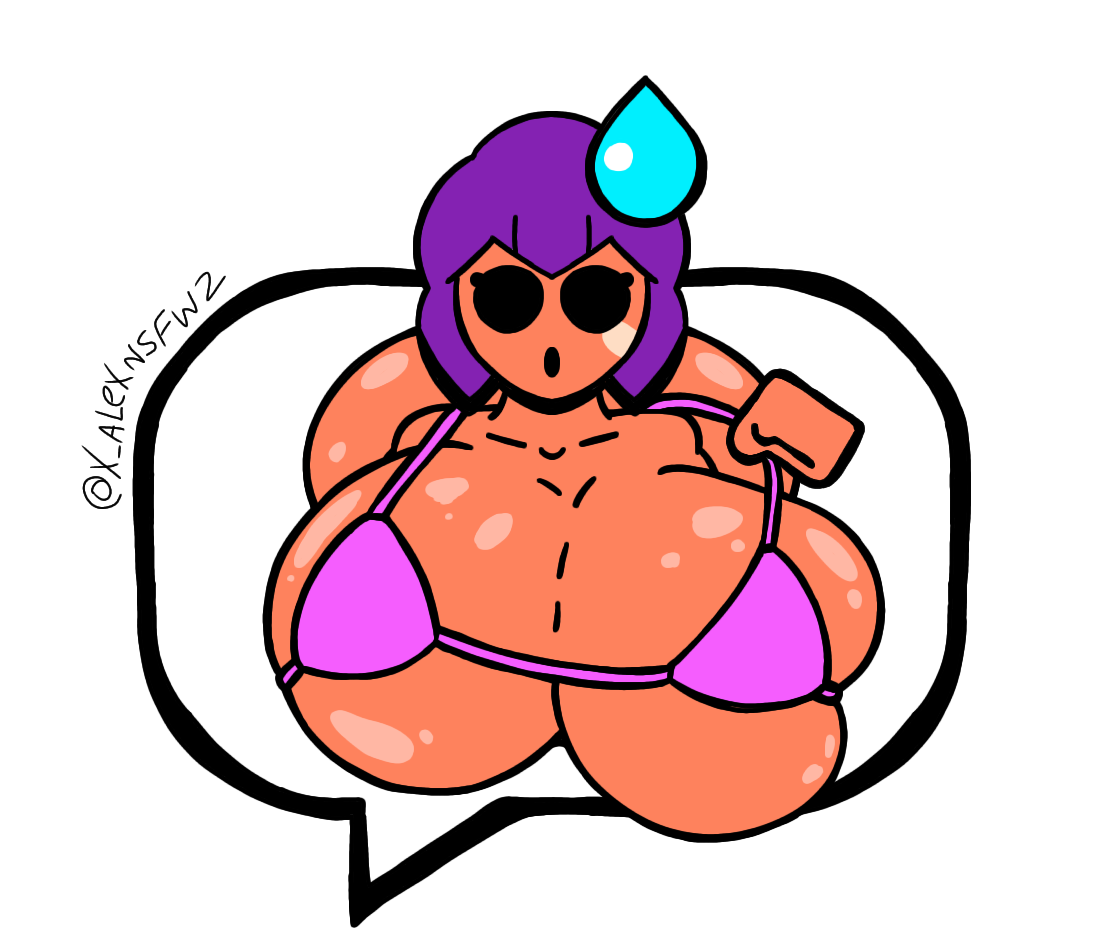 big breasts, bikini, brawl stars, emoji, female, shelly (brawl stars), x alexnsfw2
