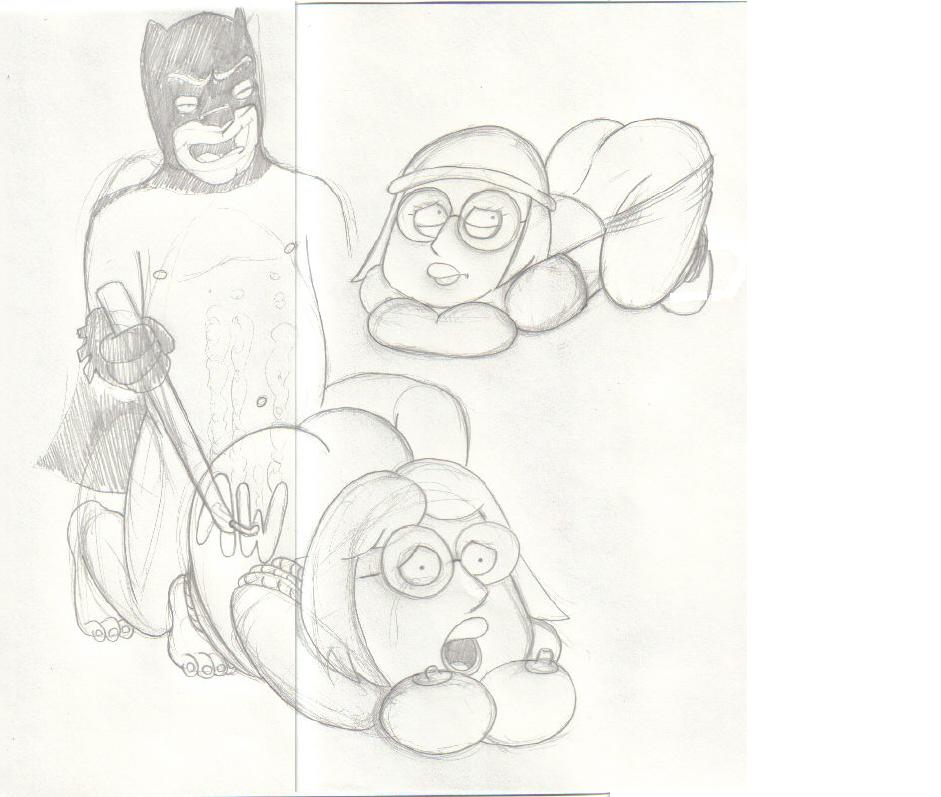 batman batman_(series) batman_66 bondage crossover dc_comics family_guy meg_griffin monochrome nipples sketch straight