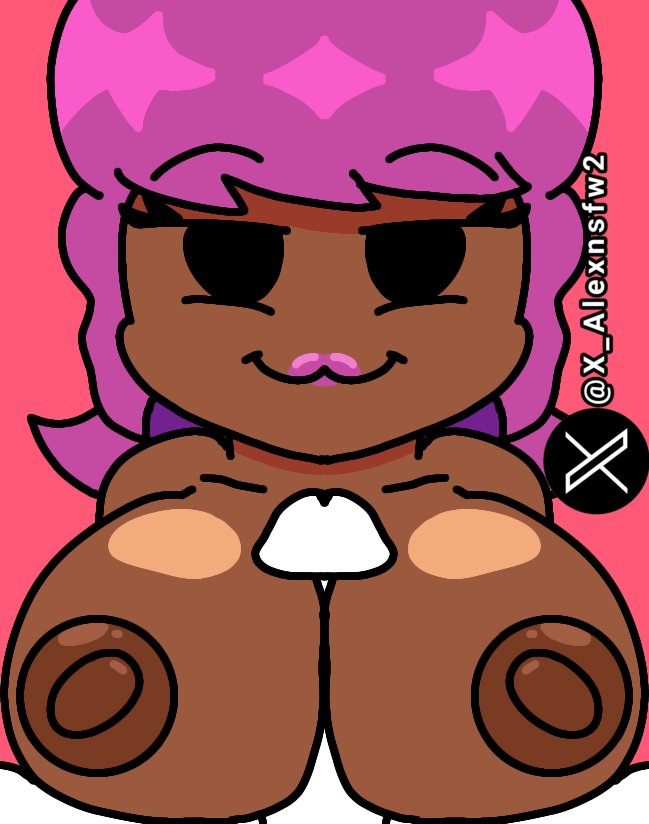 :3 areola areolae b3_gf_(blazethewolf55) brown_nipples dark-skinned_female dark_skin friday_night_funkin lips lipstick mr_bit_oh nipples paizuri pov purple_hair purple_lipstick shaya_dearest titjob watermark x_alexnsfw2