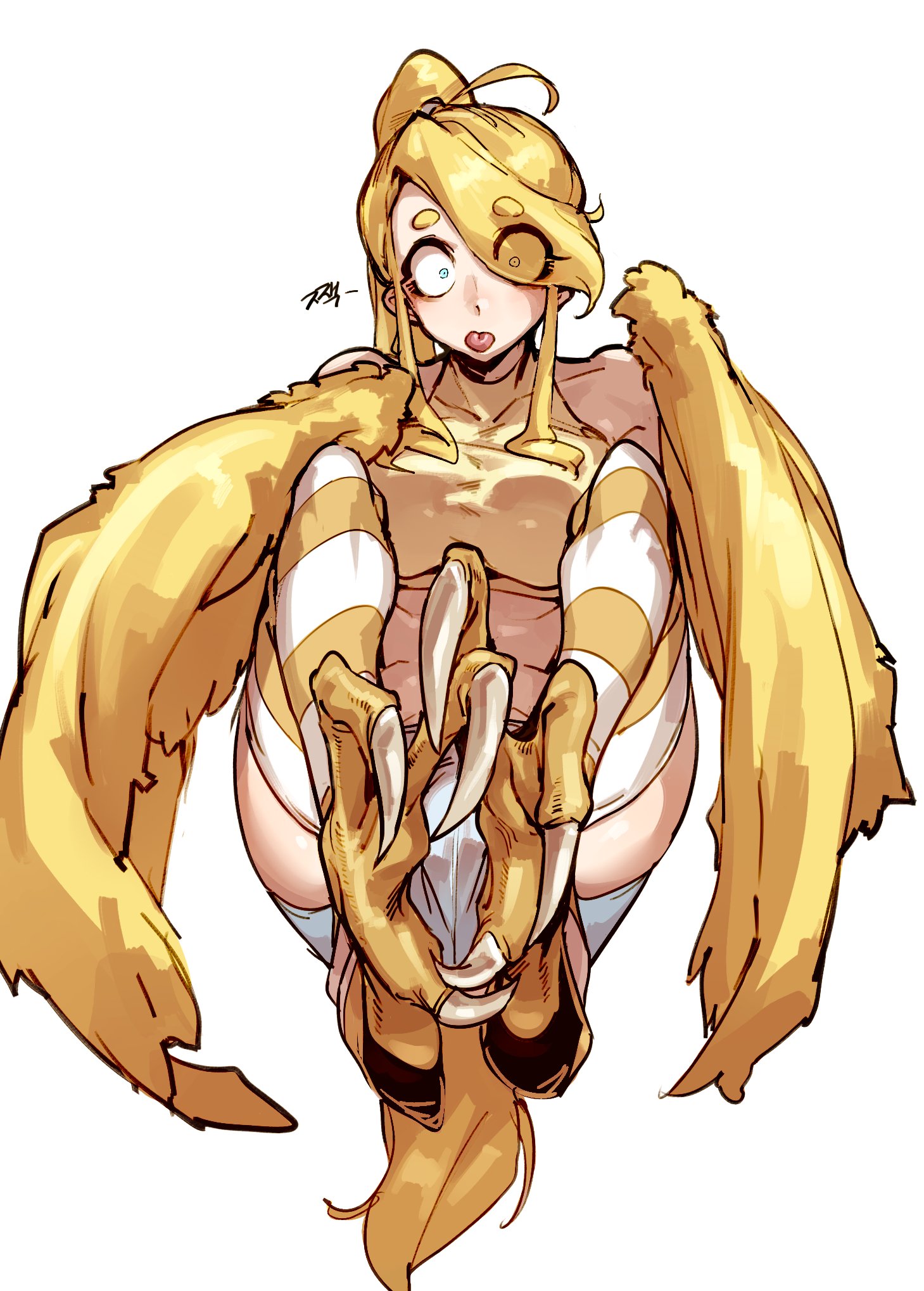 1girls, breasts, doppel, female, female only, harpy, harpy girl, large breasts, solo, tagme, talons