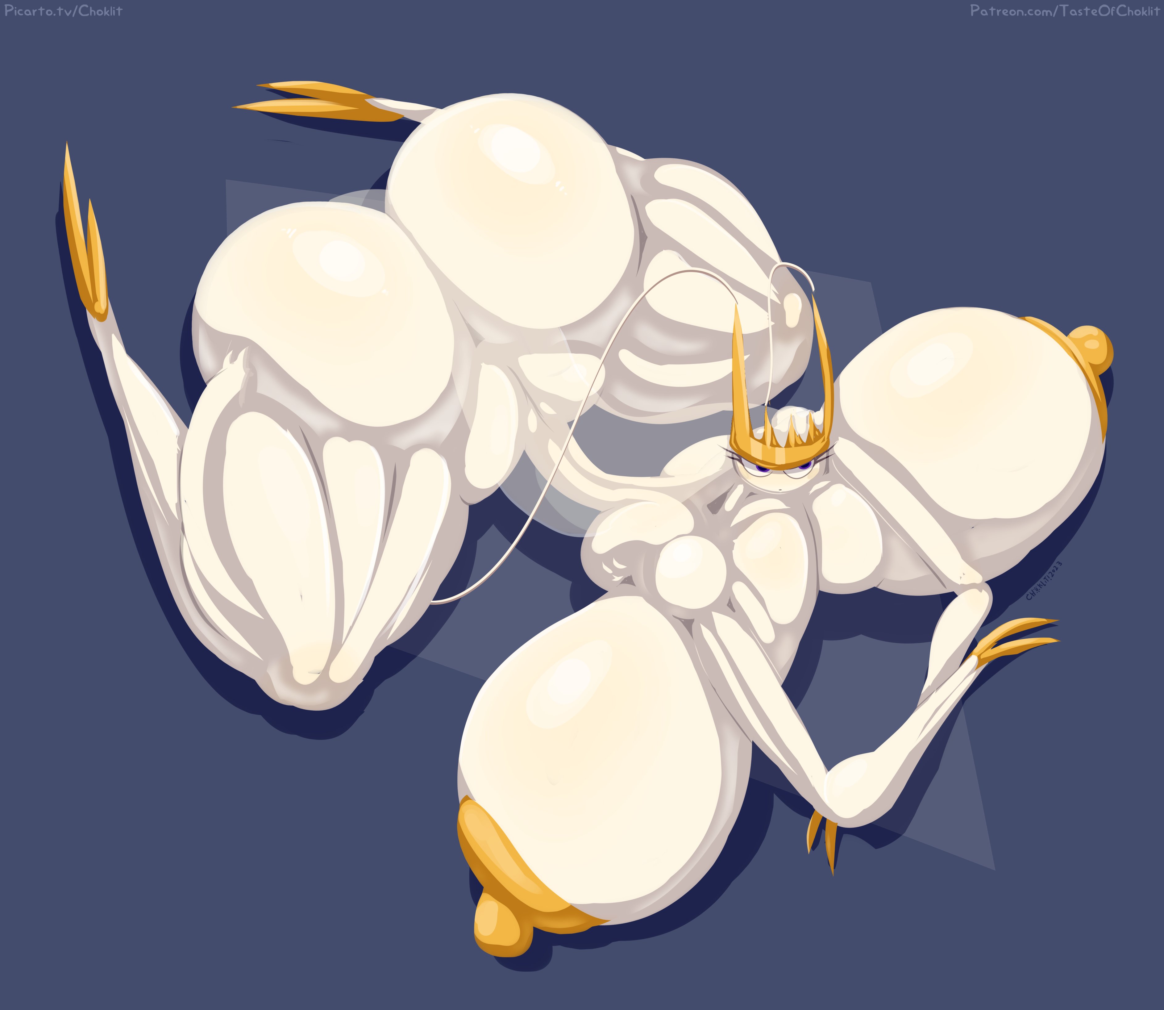 1girls, absurd res, antennae (anatomy), anthro, areola, ass, ass bigger than head, barefoot, big ass, big breasts, big butt, black pupils, breasts, breasts bigger than head, built-in high heels, completely nude, completely nude female, eggnog (tasteofchoklit), female, female only, full body, generation 7 pokemon, hi res, high heels, huge ass, huge breasts, huge butt, huge thighs, hyper ass, hyper breasts, hyper-thin waist, lying, male, naked, naked female, nintendo, nipples, nude, nude female, offscreen character, on front, penis, penis shadow, pheromosa, pokémon (species), pokemon, pokemon (species), pupils, purple eyes, small waist, solo, solo female, stiletto heels, tasteofchoklit, thick thighs, ultra beast, yellow areola, yellow nipples