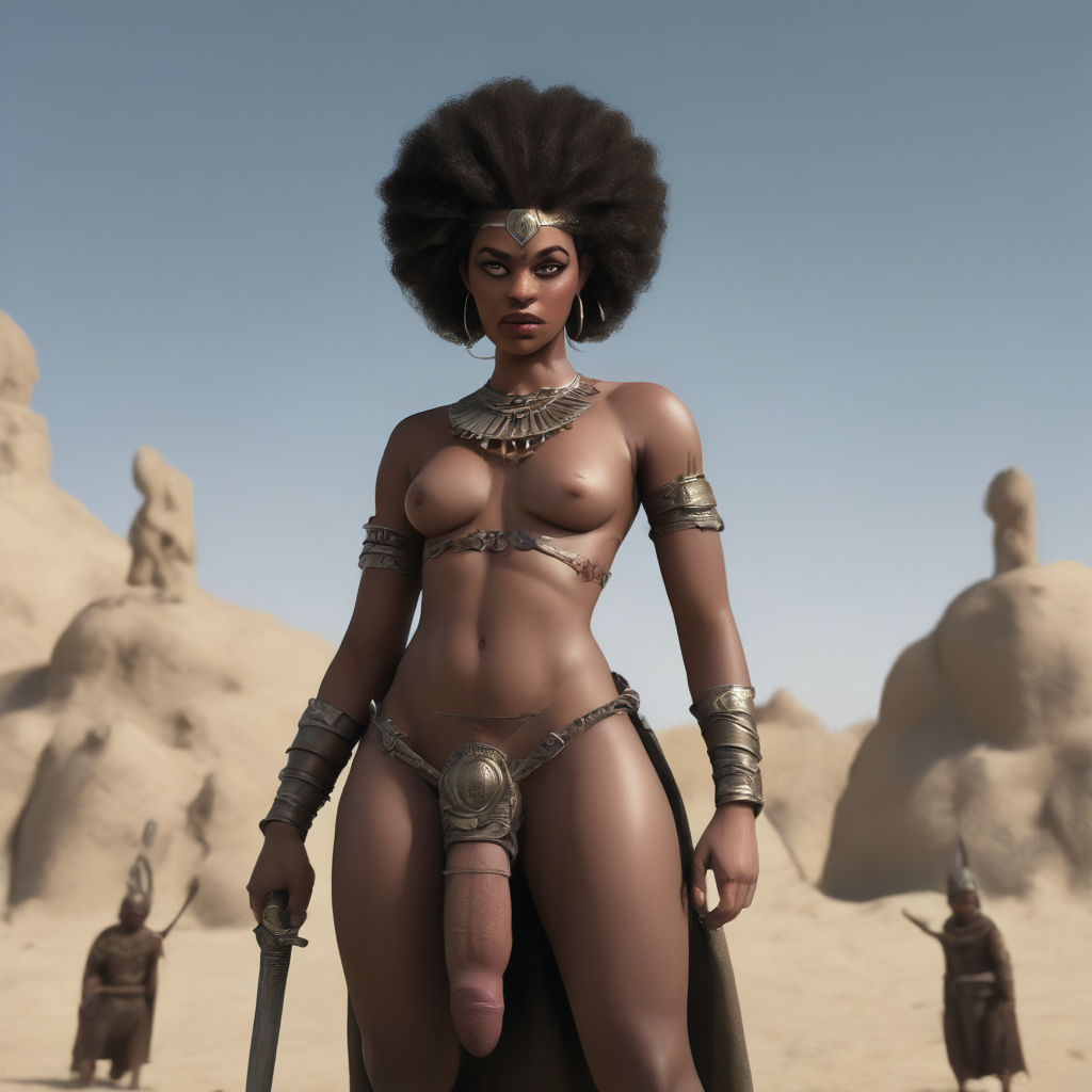 afro afro-native ai_generated chico88 futa_only futanari huge_cock original original_character small_tits stable_diffusion warrior warrior_princess