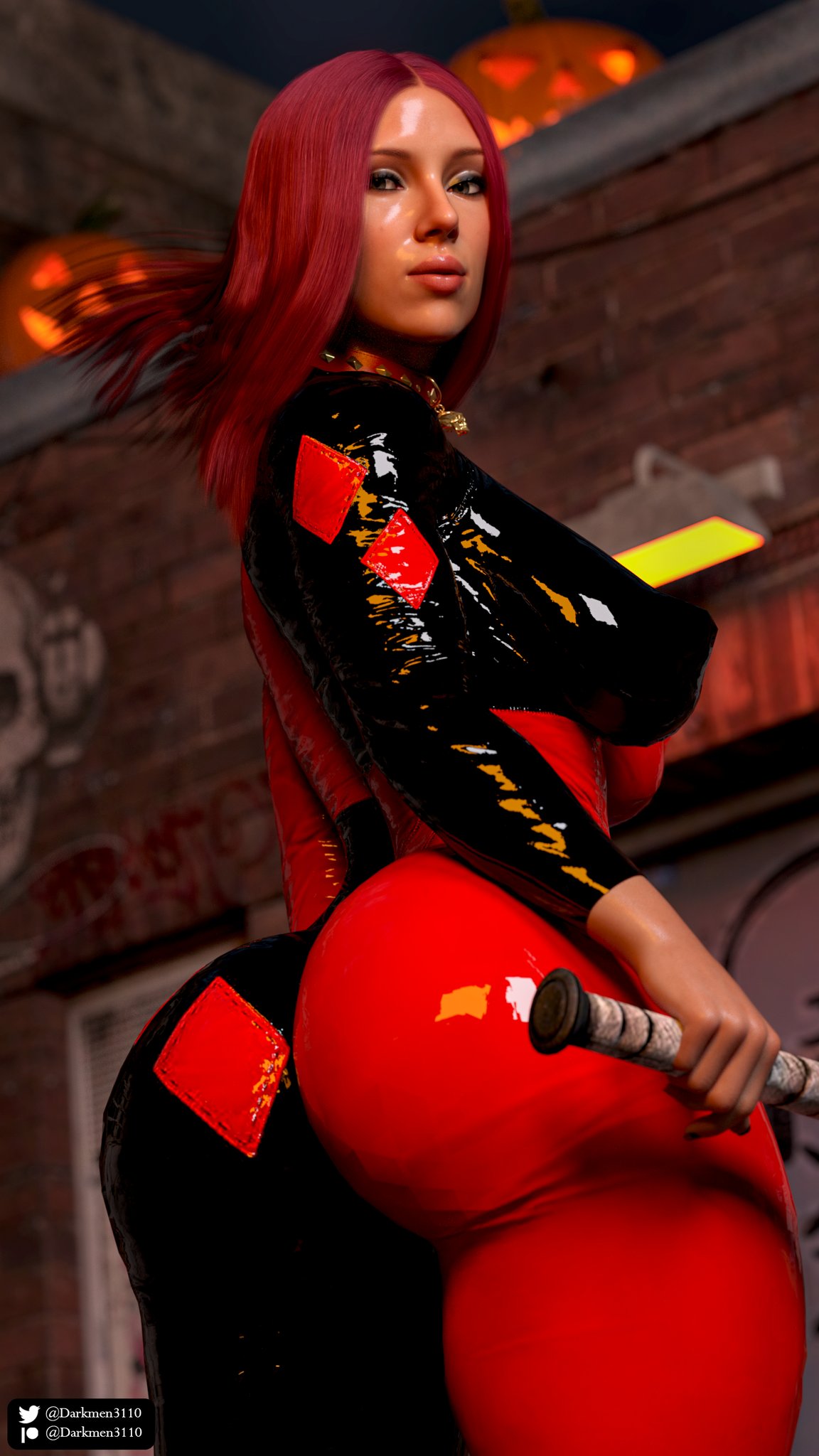 1girls, 3d, ass, athletic, athletic female, avengers, big ass, big breasts, black widow (marvel), bodysuit, bottom heavy, breasts, bubble ass, bubble butt, busty, cosplay, crossover cosplay, curvy, darkmen3110, dc, dc comics, dominant female, eyebrows, eyes, female, female focus, female only, fit, fit female, green eyes, harley quinn (cosplay), hourglass figure, huge ass, human, human only, large ass, large breasts, leather, leather bodysuit, leather clothing, light skin, light-skinned female, marvel, marvel cinematic universe, marvel comics, natasha romanoff, open back, red hair, scarlett johansson, solo, solo female, straight hair, superheroine, thick, thick legs, thick thighs, thighs, toned, toned female, top heavy, upper body, voluptuous, waist, wide hips