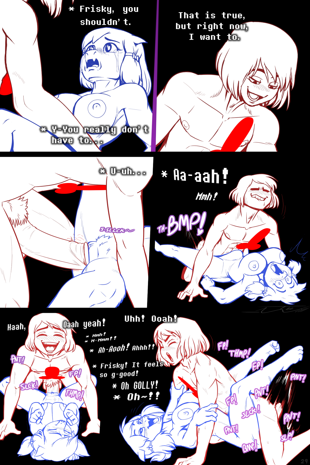 alternate_universe angel_derear anthro asriel_dreemurr big_penis bite biting_lip black_background blush bodily_fluids boss_monster bovid bow_ribbon breast_squish breasts caprine closed_eyes clothing comic deep_penetration duo female female_asriel footwear footwear_only frisk_(undertale) frisky_(under(her)tail) from_front_position genitals goat golly! hi_res holding_arm horn human lying male male/female mammal missionary_position mostly_nude nude on_back penetration penis phallic prodding pubes rule_63 saliva sex shoes shoes_only simple_background spread_legs spreading squish stomach_bulge sweat tears text thewill under(her)tail undertale undertale_(series)