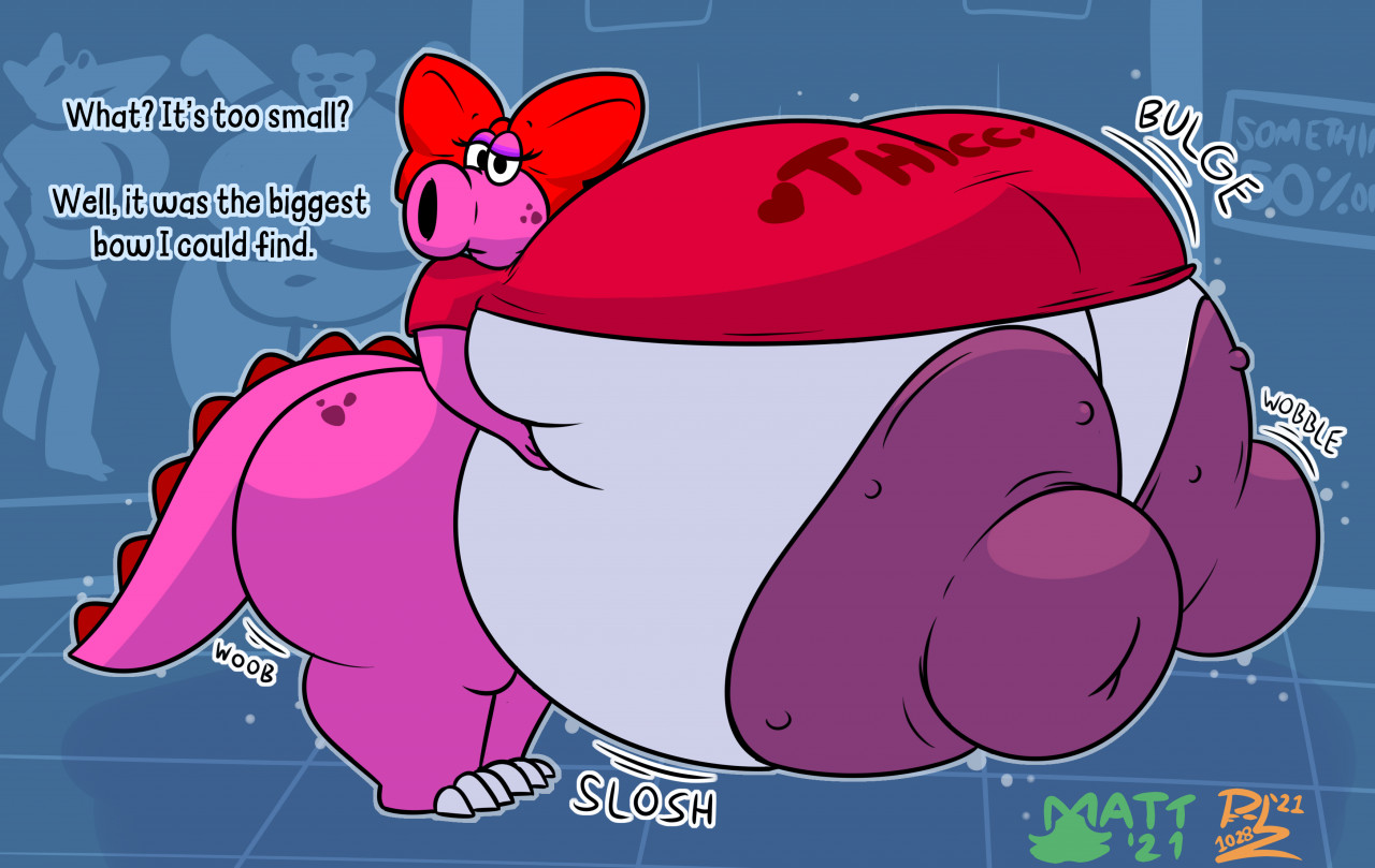1girls, ass, ass bigger than head, barely clothed, big ass, big breasts, big butt, big nipples, big thighs, birdo, black eyes, bow, breasts, breasts bigger than ass, breasts bigger than head, bumpy areola, butt bigger than head, clawed toes, claws, dialogue, eyeshadow, female, female only, huge areolae, huge ass, huge breasts, huge butt, huge nipples, huge thighs, hyper, hyper breasts, hyper nipples, large thighs, looking at viewer, mall, mario (series), mattthetooncat, motion lines, nintendo, no bra, pink body, pink skin, public, public nudity, purple eyeshadow, red bow, red shirt, shirt, shortstack, solo, tail, talking to viewer, text, text on clothing, text on shirt, thick, thick ass, thick butt, thick hips, thick thighs, thighs, top heavy, topless, underboob, useless clothing, white skin, wide hips