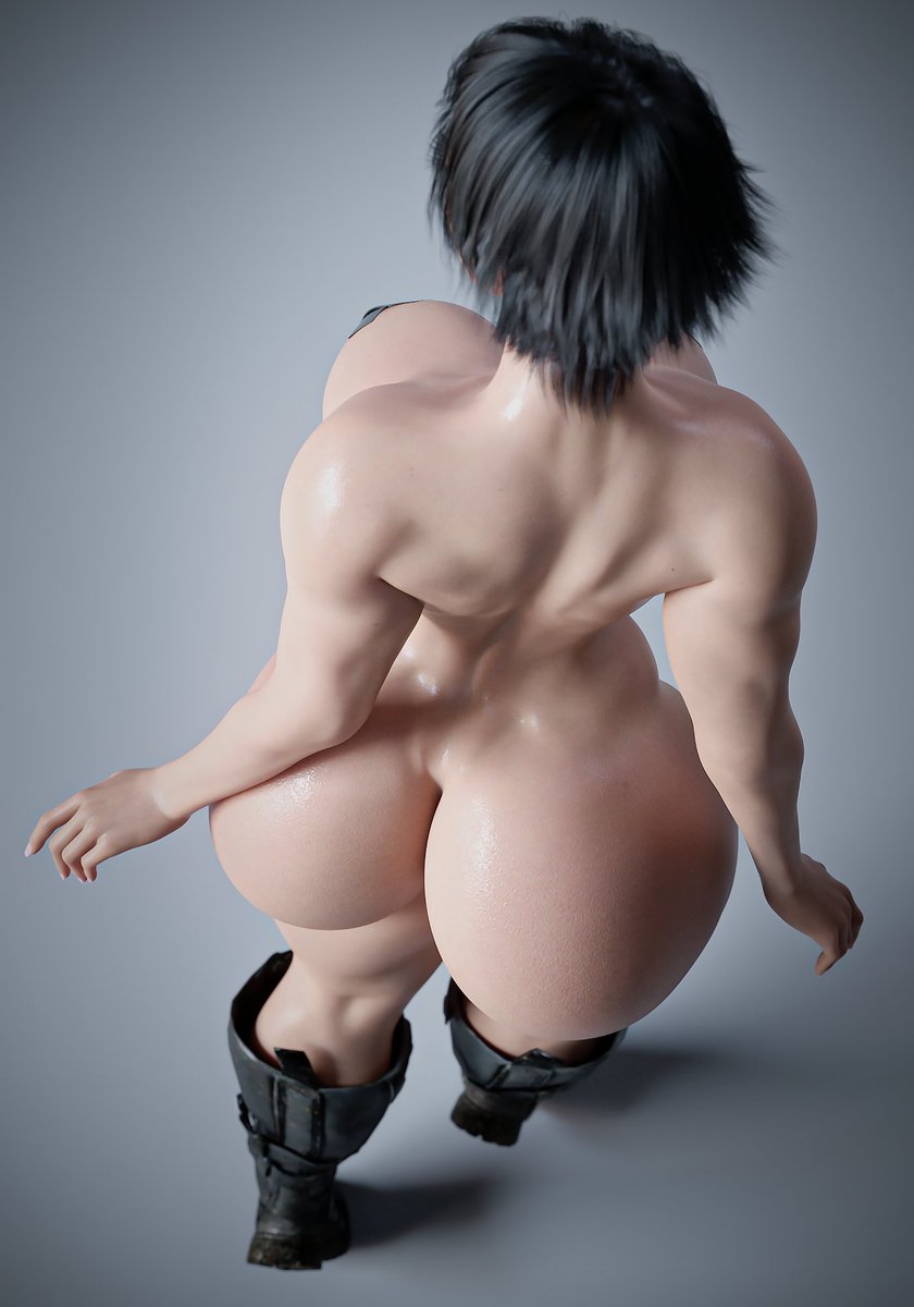 1girls, 3d, abs, absurdres, ass, audrix, big ass, big breasts, black hair, black nail polish, black nails, breasts, capcom, completely naked, completely nude, devil may cry, devil may cry (series), devil may cry 5, female, female only, fit, fit female, heterochromia, highres, lady (devil may cry), large ass, muscular, muscular female, nail polish, naked, naked female, naked footwear, nude, nude female, realistic, short hair, solo, solo female, thick thighs, toned, toned female, wide hips