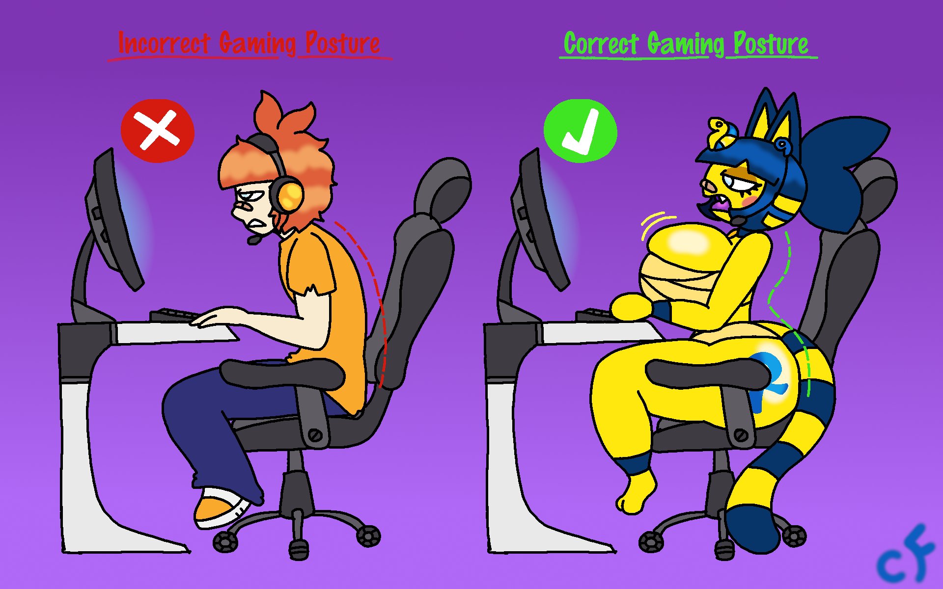 animal crossing, ankha, before and after, chaos-force, correct gaming posture (meme), female, meme, species transformation, tagme, transformation