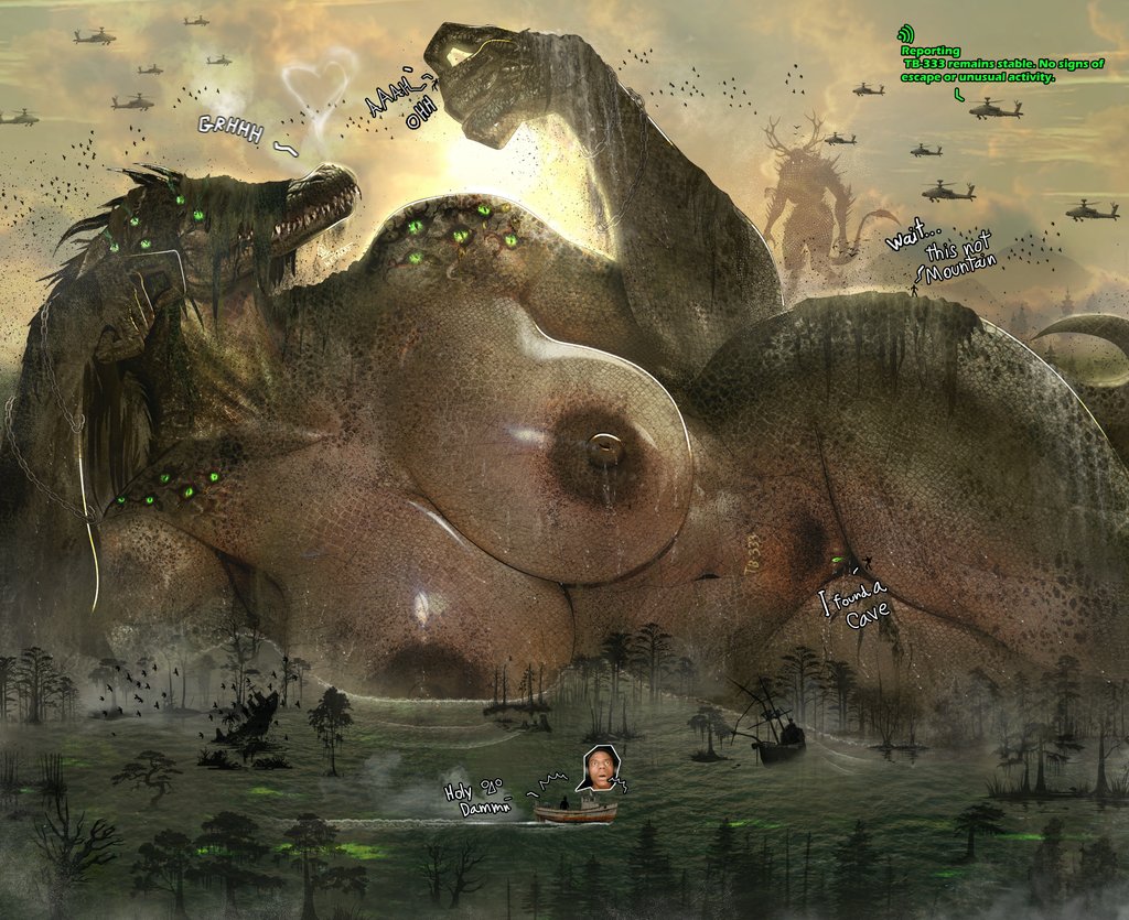 2girls, amphibious, background character, big ass, big breasts, big thighs, breasts, creature, crocodilian, curvaceous, curvy, curvy figure, daikaiju, digital media (artwork), female, giantess, hips, hourglass figure, huge ass, huge breasts, huge thighs, humanoid, kaiju, large ass, large breasts, large thighs, legs, macro, macro female, mature, mature female, monster, monster girl, mumomoxart, netxart, nightmare waifu, non-human, nonhuman, project kaiju, reptile, reptile girl, reptile humanoid, reptilian, slim waist, tb-090 jungle, tb-333 swamp, thick, thick hips, thick legs, thick thighs, thighs, voluptuous, waist, wide hips, wide thighs