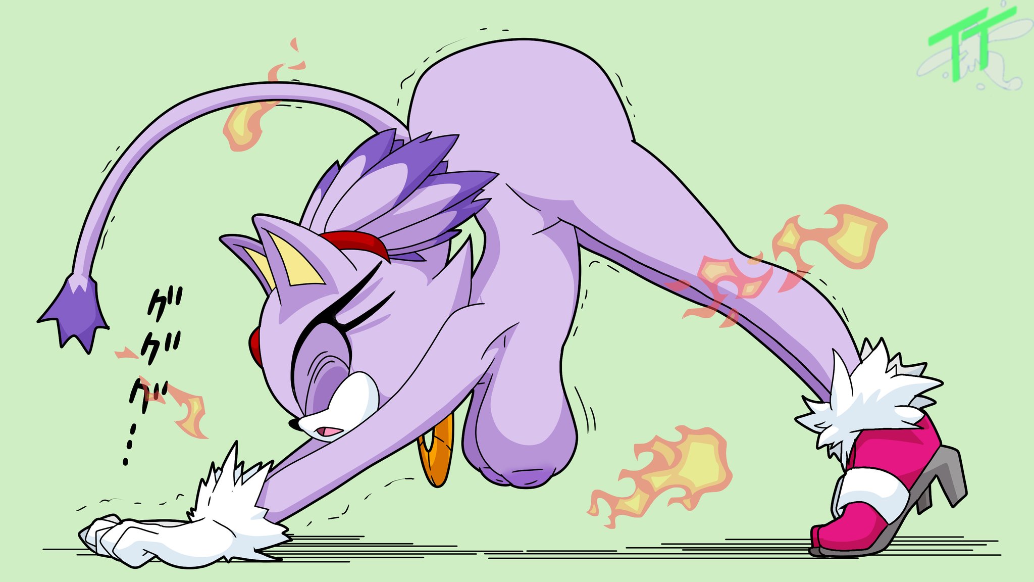 1girls, ass, blaze the cat, breasts, female, footwear, handwear, handwear and footwear only, naked footwear, nude, sonic (series), stretching, tagme, toughtippytips