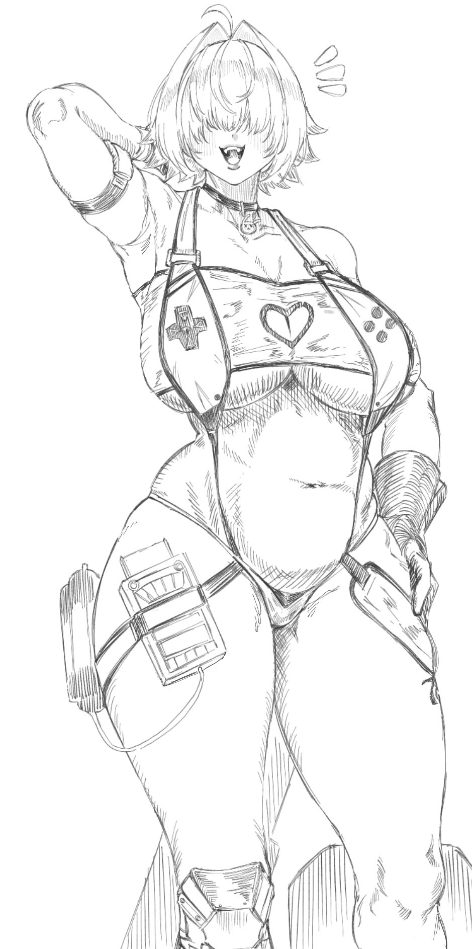 1girls, belly, belly button, big breasts, bikini, blush, bra, breasts, child bearing hips, chubby, chubby female, elegg (boom and shock) (nikke), elegg (nikke), eyes covered, female, female only, giant breasts, goddess of victory: nikke, inukawaii metya, massive breasts, nikke, panties, short hair, thick, thick hips, thick legs, thick thighs
