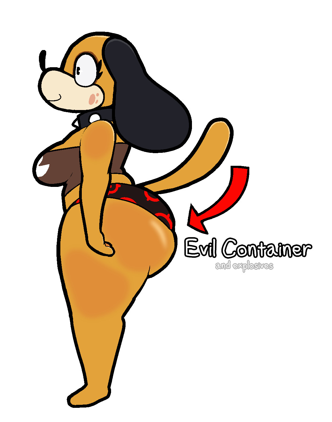 anthro, big ass, big breasts, breasts, bubble butt, canid, canine, canis, cleavage, domestic dog, duck hunt, duck hunt dog, evil container, female, furry, huge ass, huge breasts, huntress (lewdewott), lewdewott, nintendo, shortstack, tagme, thick thighs, wide hips