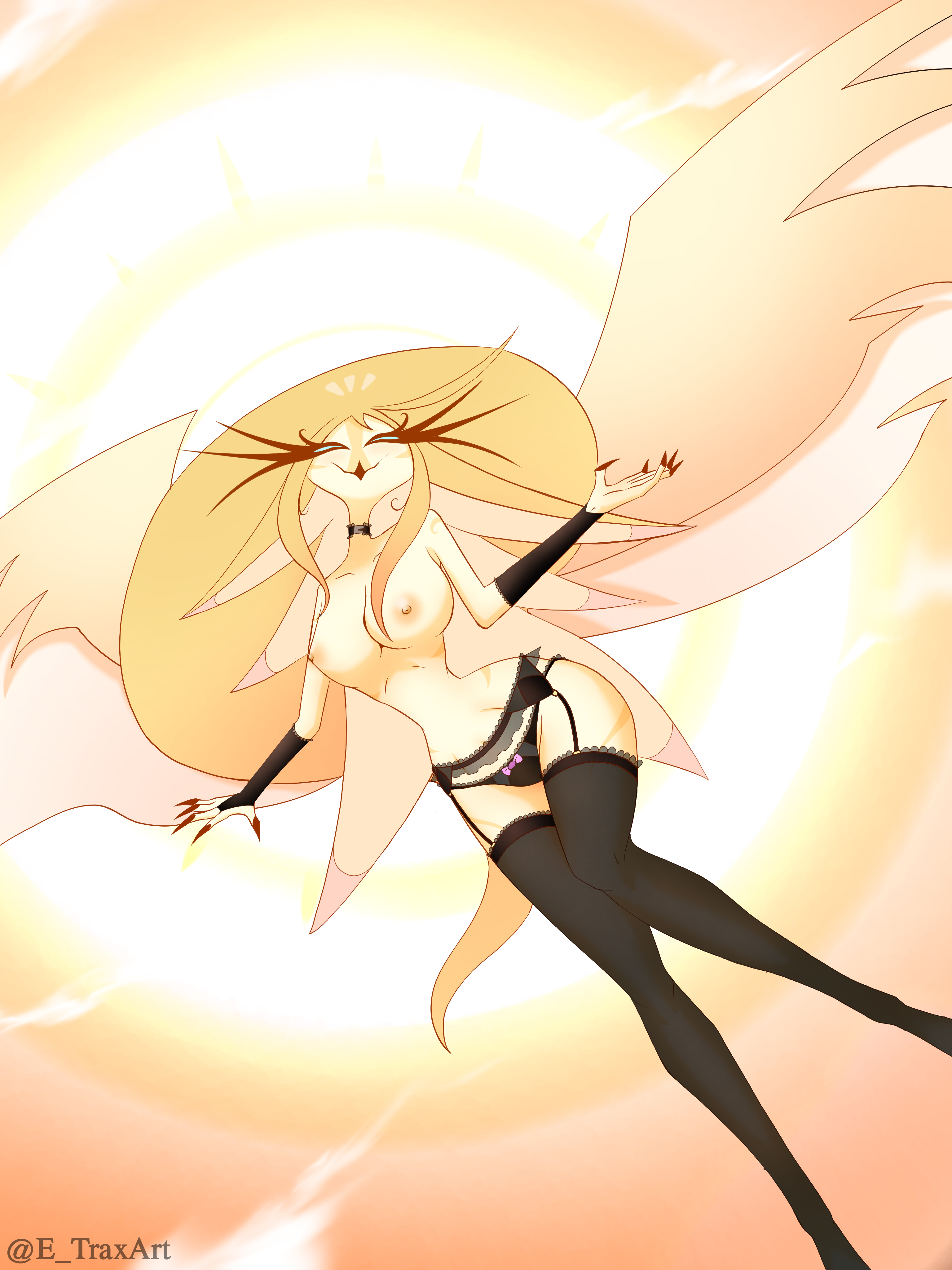 1girls, angel, angel wings, artwork (digital), avian, e-trax, fanart, female, furry, hazbin hotel, rule34, speaker of god, speaker of god (hazbin hotel)