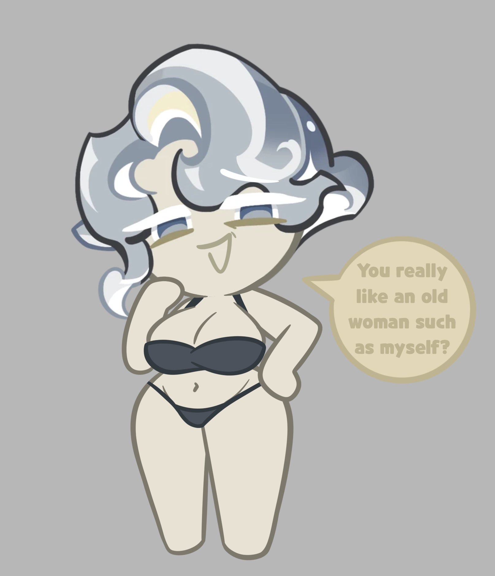 cookie run, female, gilf, milf, older female, oyster cookie, speech bubble