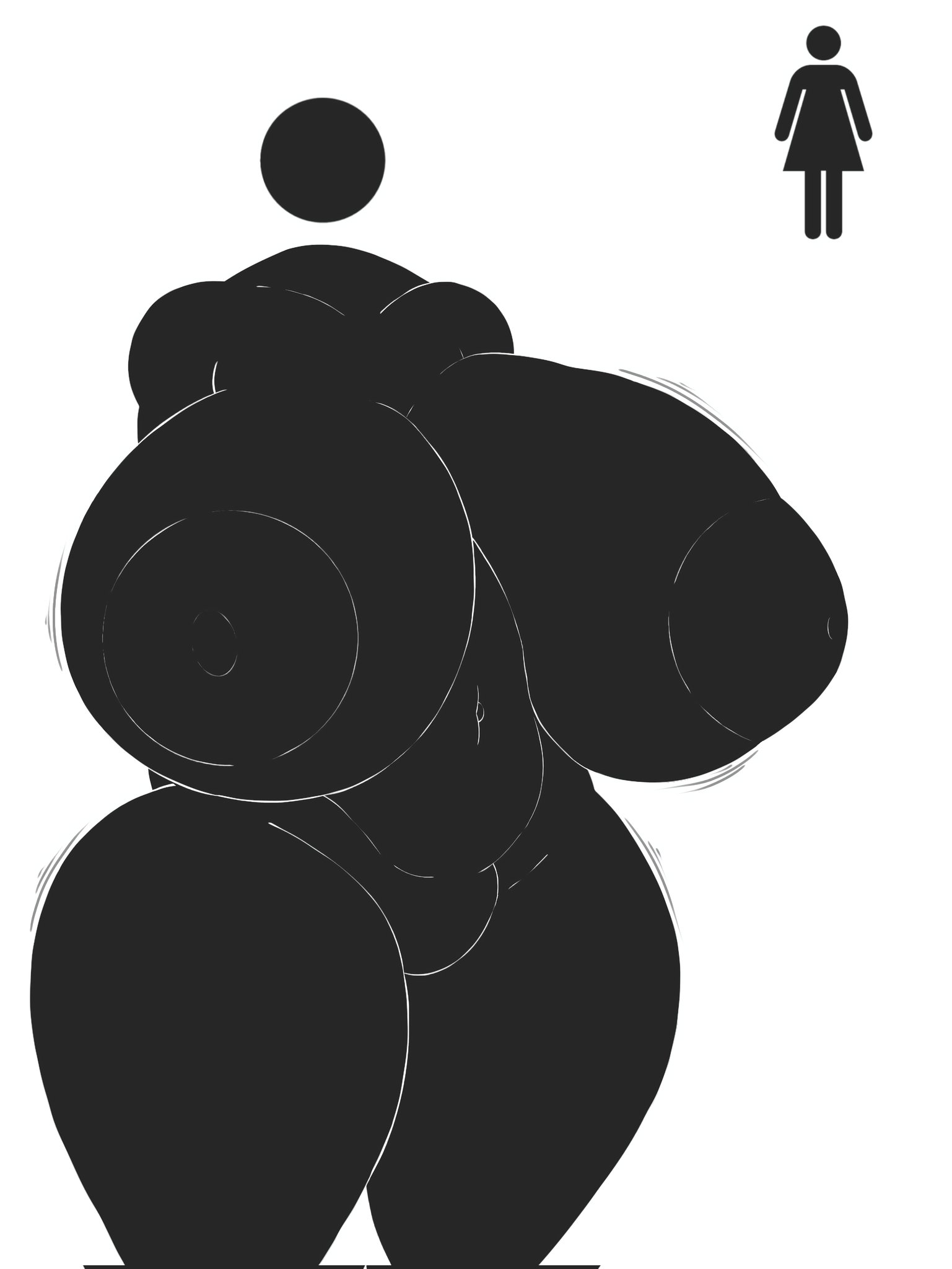 1girls, ass, bathroom gender symbol, big ass, big breasts, big butt, breasts, bubble ass, bubble butt, completely nude, female, female only, looking at viewer, naked, naked female, nude, nude female, pictogram, solo, solo female, videogamedunky