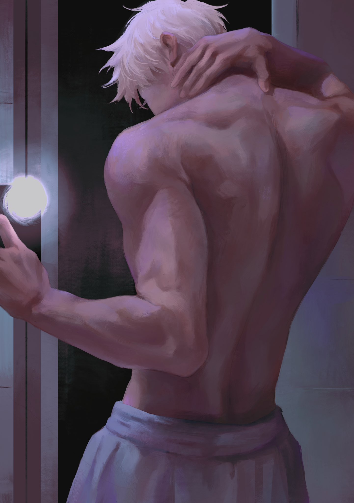  3aem, 1boy, jujutsu kaisen, male, male only, muscular, muscular male, satoru gojo, solo, solo male, tagme
