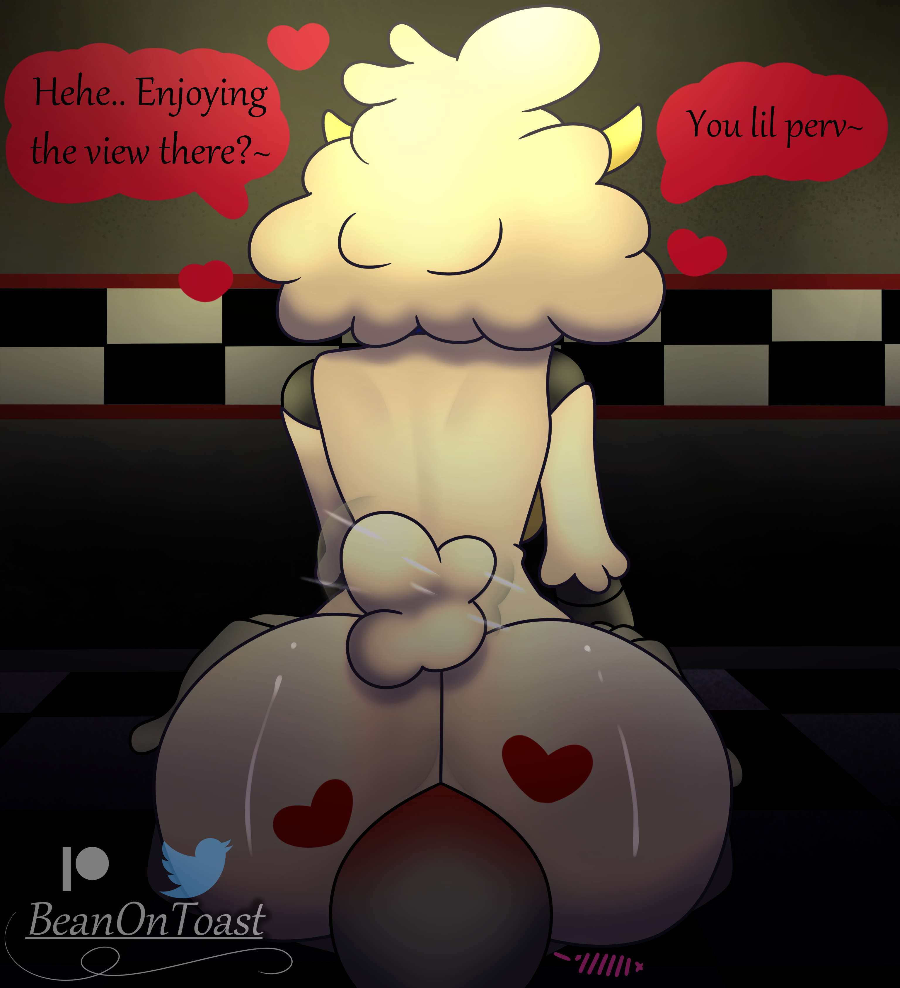 anal sex, anthro, anthro penetrated, beanontoast, blush, facesitting, female, male, nice ass, sha (the walten files), sheep, sheep girl, straight, the walten files, unseen male face