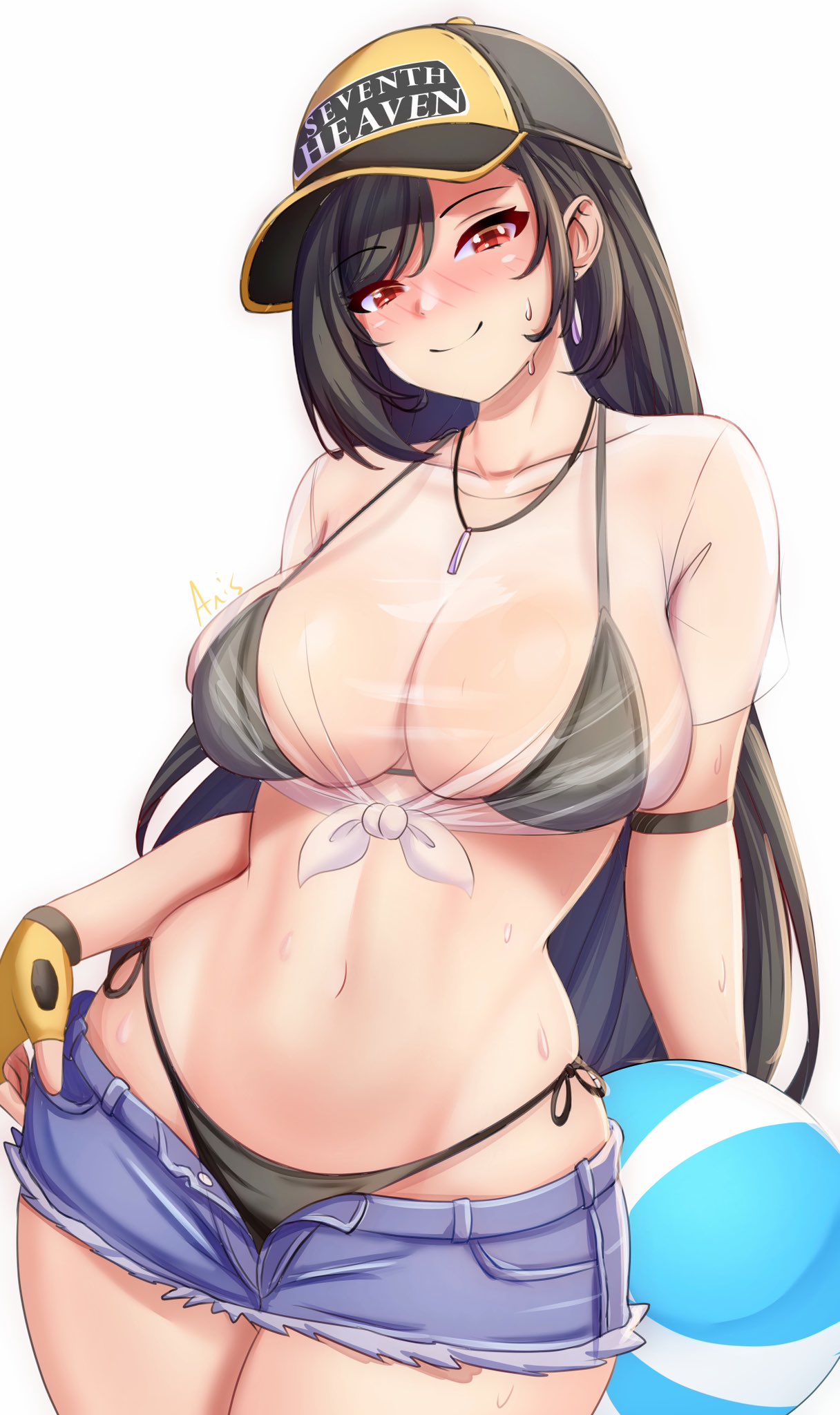 anisdrawn, breasts, female, female only, final fantasy, final fantasy vii, red eyes, solo, tifa lockhart