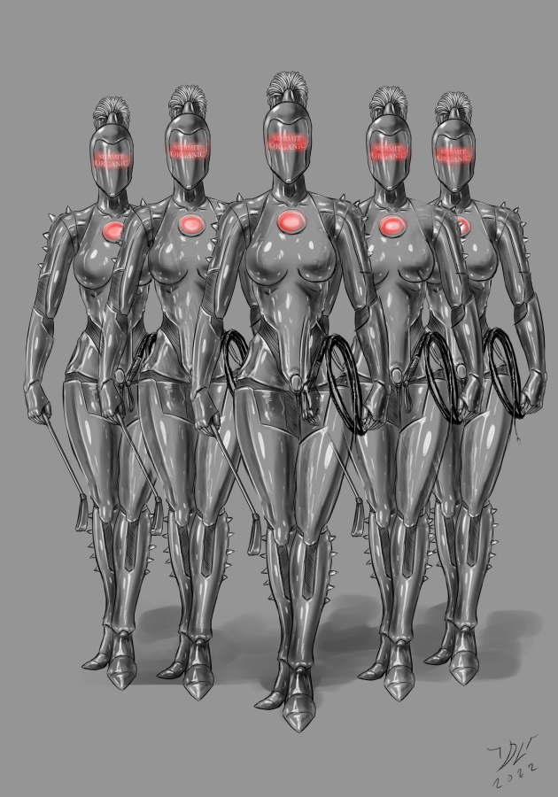 5girls clones dreampaintloon drone female high_heels multiple_girls robot_girl story_at_source