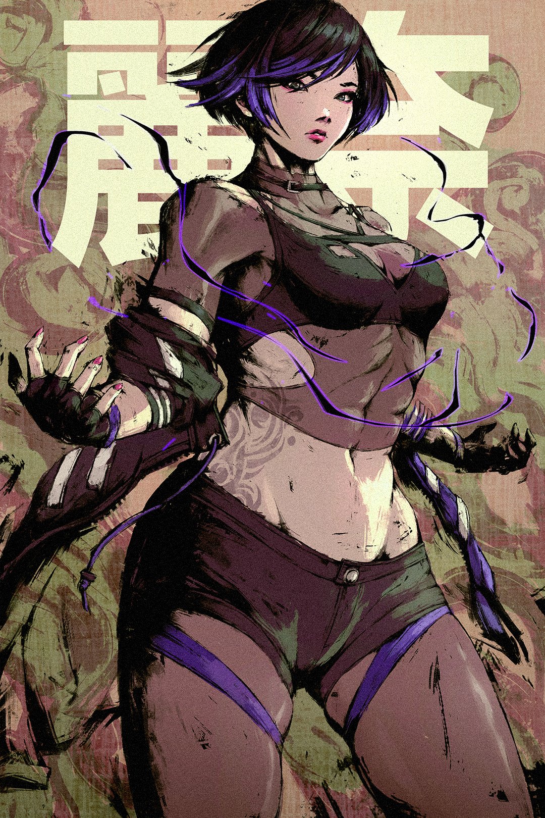 1girls, 2d, 2d (artwork), abs, akrambham, athletic, athletic female, big breasts, breasts, cleavage, female, female only, fit, fit female, fully clothed, namco, reina mishima, solo, tekken, tekken 8, thick thighs