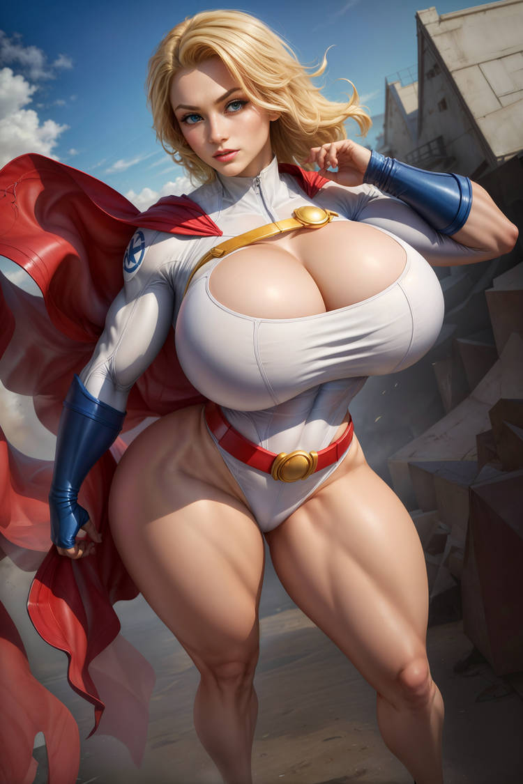 1girls, abs, ai generated, belt, belt buckle, big breasts, blonde hair, blue eyes, breasts, cape, cleavage, cleavage cutout, curvaceous, curvy, curvy female, curvy figure, dc, dc comics, exposed thighs, eyes, female, female focus, female only, huge breasts, karen starr, large breasts, leotard, light skin, light-skinned female, muscular, muscular arms, muscular female, muscular thighs, power girl, solo, superman (series), thick, thick thighs, unartist, voluptuous, voluptuous female, wide hips