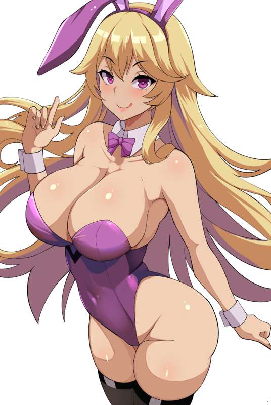 1girls big_breasts blonde_female blonde_hair bunny_ears bunny_girl bunnysuit lainart long_hair long_hair_female purple_eyes rwby yang_xiao_long