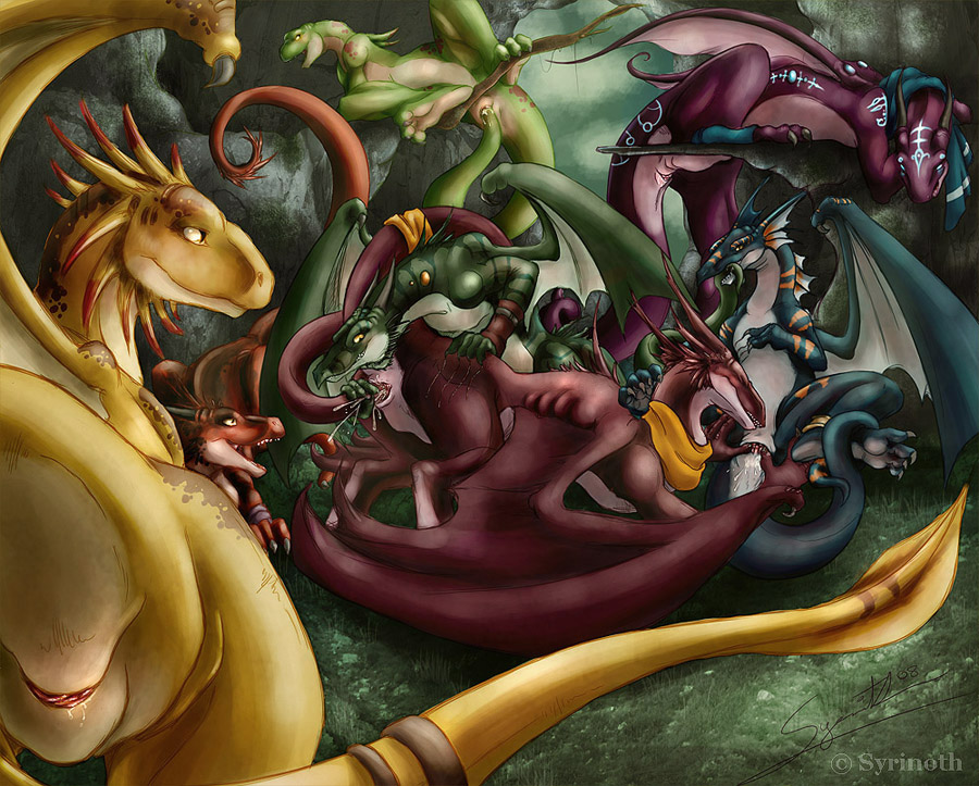 cloaca dragon female fingering hiroi_kairu yuri orgy scalie tail tail_sex wings yuri