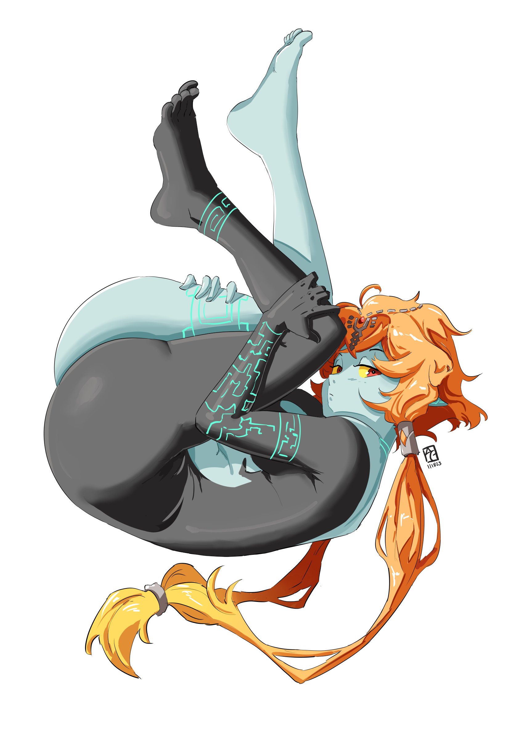 1girls, alternate body type, ass, automatic giraffe, barefoot, feet, female, imp midna, midna, nintendo, no helmet imp midna, solo, tagme, the legend of zelda, twili midna, twilight princess