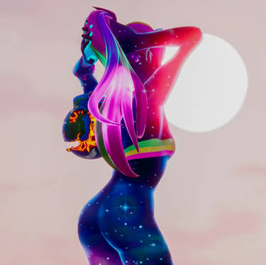 1girls ass ass ass_focus back_view female female_focus female_only fortnite galaxia_(fortnite) outside ponytail sunlight