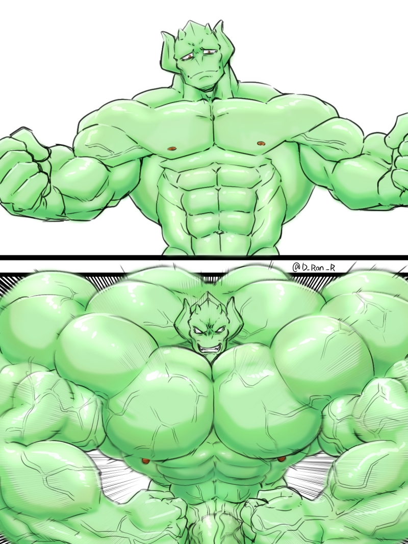 balls bara big_balls big_muscles big_penis d_ron_r growth hyper_balls hyper_penis male male_only muscle_growth muscles muscular nude penis solo solo_male ろん