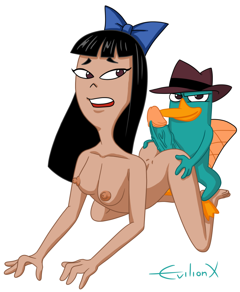 1boy 1girls black_hair disney evilionx hat inminent_sex interspecies perry_the_platypus phineas_and_ferb stacy_hirano tagme white_background zoophilia