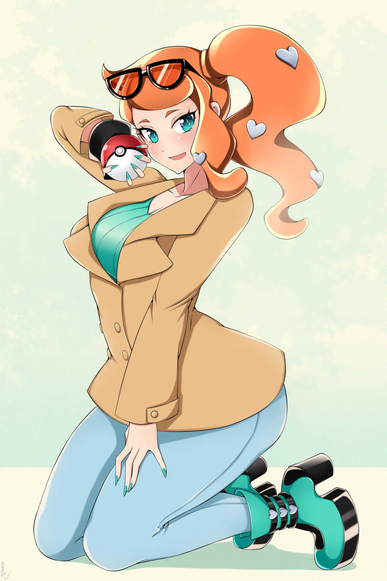 breasts, female, fully clothed, lindaroze, pokemon, pokemon ss, sonia (pokemon)