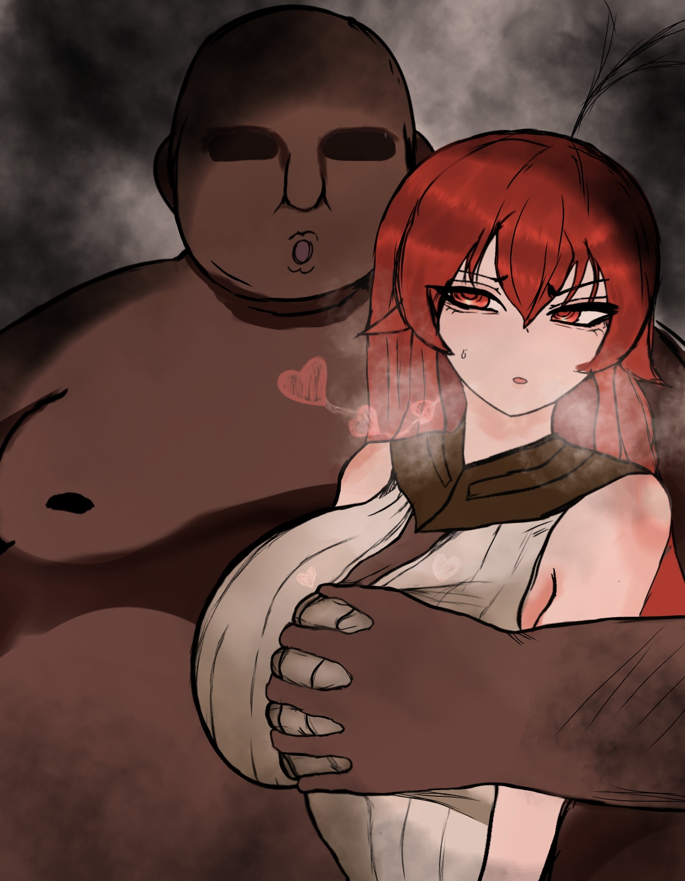 1boy, 1girls, age difference, bad end, bald male, bigger dom smaller sub, bondage, breasts, breasts bigger than head, cfnm, clothed female nude male, cuckolding, dark skin, dark-skinned male, dominated female, effects, eris greyrat, eris greyrat (adult), fat male, female, femsub, forced, grabbing another's breast, grabbing from behind, grown up, happy dom, heart, hourglass figure, imminent rape, kinkylingky, large breasts, light skin, light-skinned female, male, maledom, misogyny, mushoku tensei, mushoku tensei: isekai ittara honki dasu, netorare, ntr, obese male, old male, older dom younger sub, older male, older male and younger female, overweight male, rape, sex slave, sfx, slave, slave girl, small waist, teenage female, teenager, ugly bastard, unwilling, utter domination