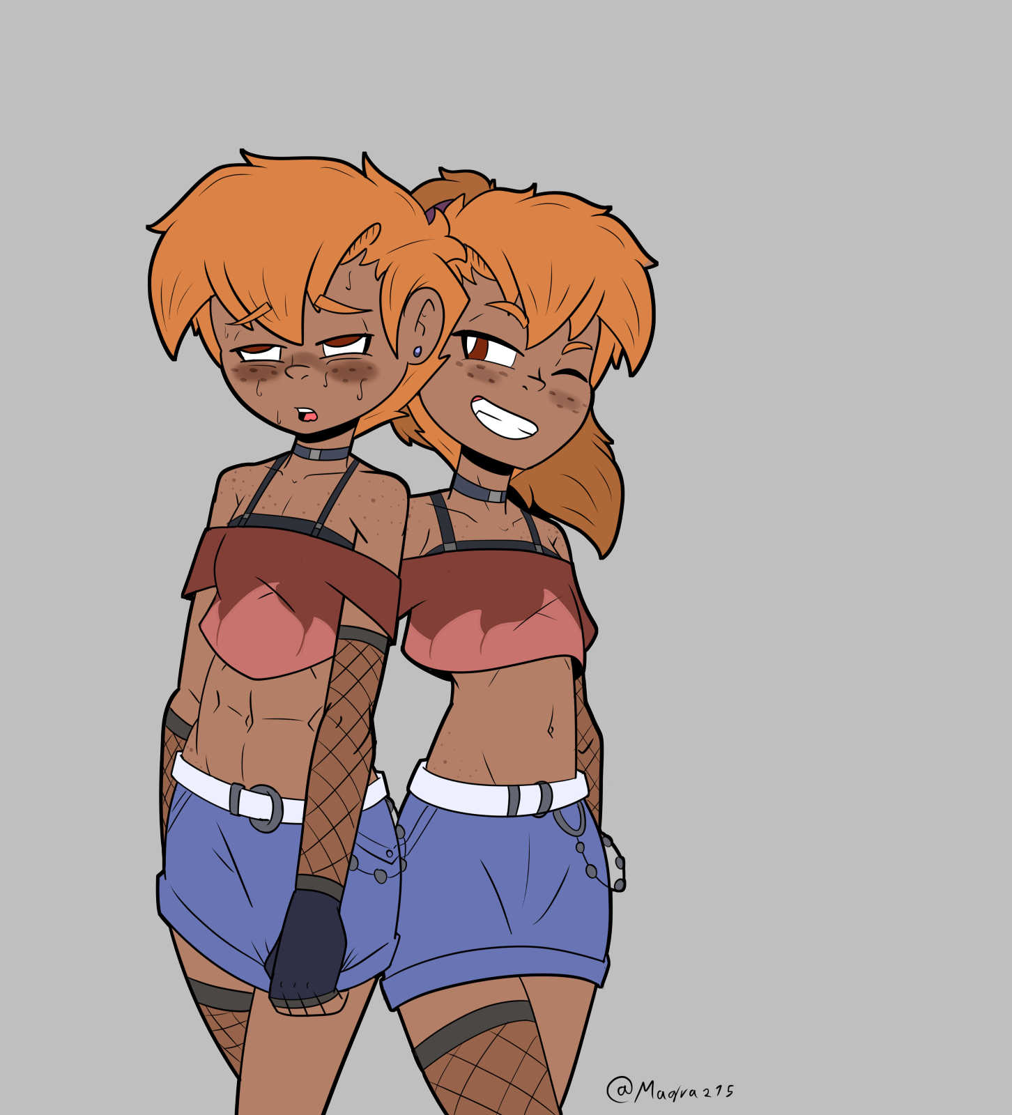 abs danny_(magra) davy_(magra) eyes_rolling_back female magra_(artist) male orange_hair tan_skin twins