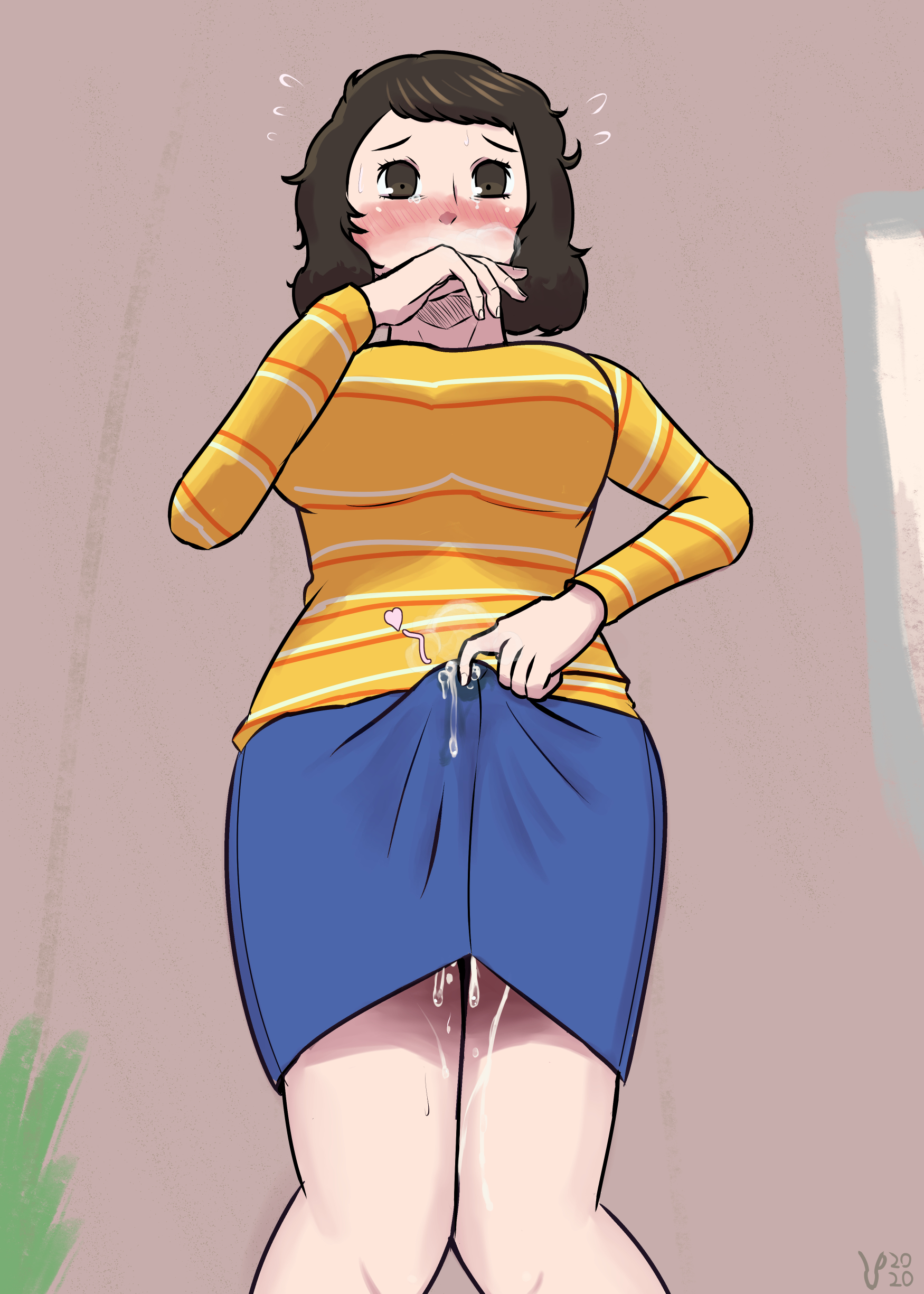 1futa, 1girls, atlus, big breasts, black hair, black-haired futa, breasts, bulge, bulge through clothing, clothed, cum, cum through clothes, cumming, cumming through clothing, dark-haired futa, erection, erection under clothes, erection under skirt, female, fully clothed, futa only, futanari, human, intersex, knees together feet apart, large breasts, light skin, light-skinned futa, pencil skirt, penis, persona, persona 5, sadayo kawakami, sega, short hair, standing, teacher, tenting, wiggle lines