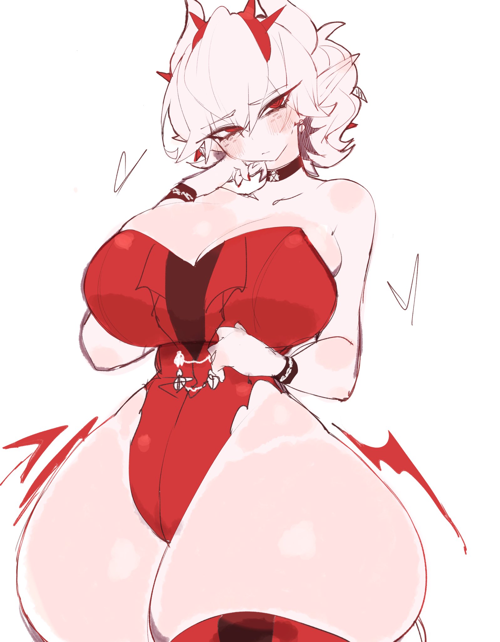 1girls, 2023, ass, bare legs, bare shoulders, bare thighs, beelzebub (helltaker), big ass, big breasts, big thighs, blush, breasts, choker, cleavage, clothing, demon, demon girl, demon tail, elbow gloves, fanart, female, gigantic ass, gigantic thighs, gloves, headwear, heart, helltaker, hips, huge ass, huge breasts, huge thighs, large ass, large breasts, light skin, light-skinned female, looking at viewer, monster, monster girl, red bunny ears, red eyes, red gloves, seductive, seductive eyes, seductive smile, short hair, smile, smiling, smiling at viewer, stockings, tagme, tail, thick hips, thick thighs, thighhighs, thighs, usa37107692, voluptuous, voluptuous female, white hair