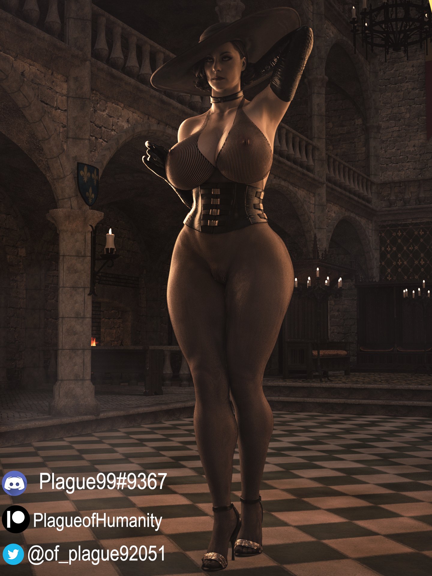 3d, 3d (artwork), alcina dimitrescu, ass, athletic, athletic female, big ass, big breasts, blender, blender (software), blender cycles, breasts, capcom, female, female only, light skin, light-skinned female, lingerie, mature female, milf, pale skin, pale-skinned female, plague of humanity (artist), resident evil, resident evil 8: village, solo, solo female, thick thighs, vampire, vampire girl