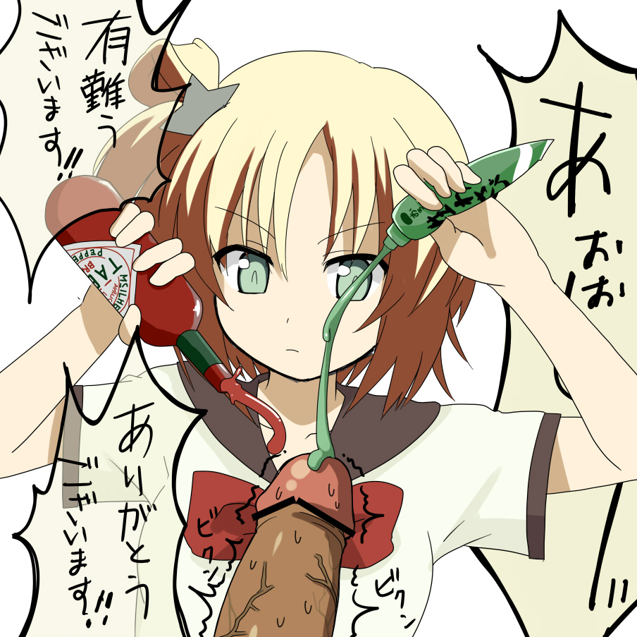 1boy1girl atahuta blonde_hair capsaicin cock_and_ball_torture femdom hot_sauce kore_wa_zombie_desu_ka? maelstrom penis side_ponytail tabasco tomonori torture translation_request wasabi yoshida_yuki