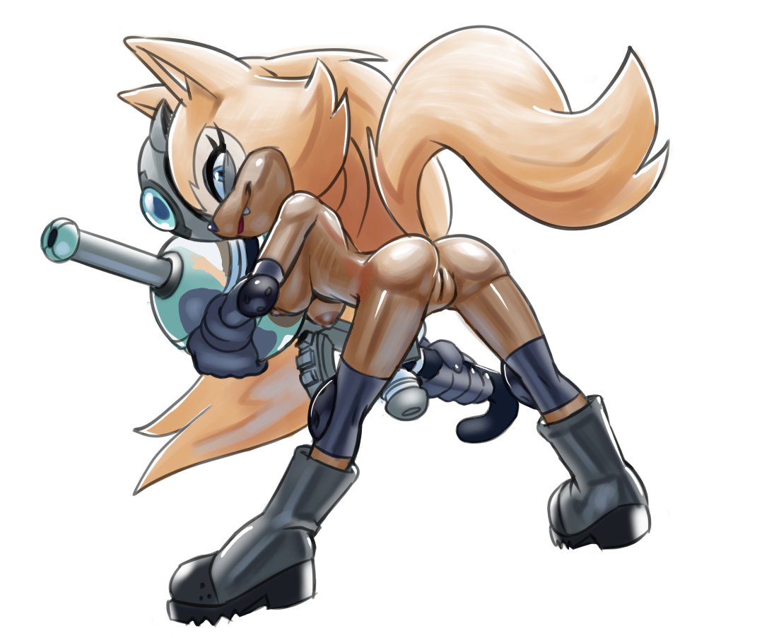 animal_ears ass bent_over blonde_hair blue_eyes blue_gemstone body_fur boots breasts brown_fur cleft_of_venus commentary dutch_angle elbow_gloves elbow_pads english_commentary female furry furry_female gem gloves grey_footwear grey_gloves hair_down half-closed_eyes hanging_breasts holding holding_weapon hotred knee_pads leaning_forward legs_apart long_hair looking_at_viewer looking_back mask mask_on_head medium_breasts multicolored_fur nipples nude presenting pussy ribs rockthebull shiny_skin simple_background solo sonic_(series) sonic_the_hedgehog_(comics) sonic_the_hedgehog_(idw) sonic_the_hedgehog_(series) tail tail_raised thighs tongue tongue_out uncensored very_long_hair weapon whisper_the_wolf white_background white_fur wolf_ears wolf_girl wolf_tail yellow_fur