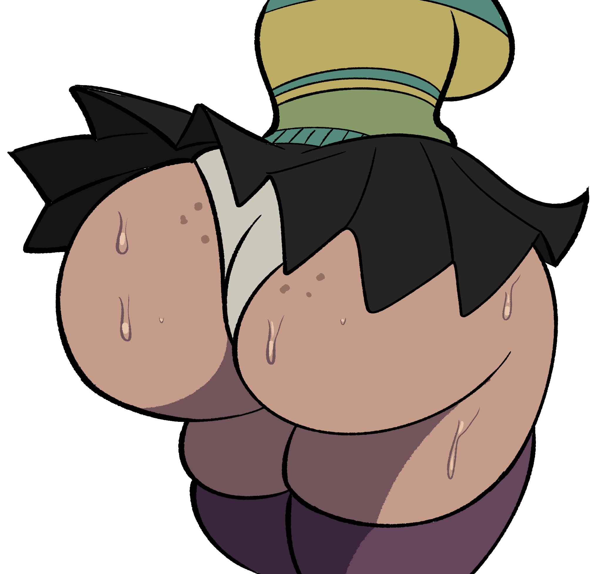 1girls, ass, big ass, boots, chubby, chubby female, faceless character, female, freckled ass, freckled skin, freckles, freckles on ass, huge ass, kim pine, oboithisisfunky, panties, scott pilgrim, skirt, skirt up, sweat, sweaty ass, thick ass, white background
