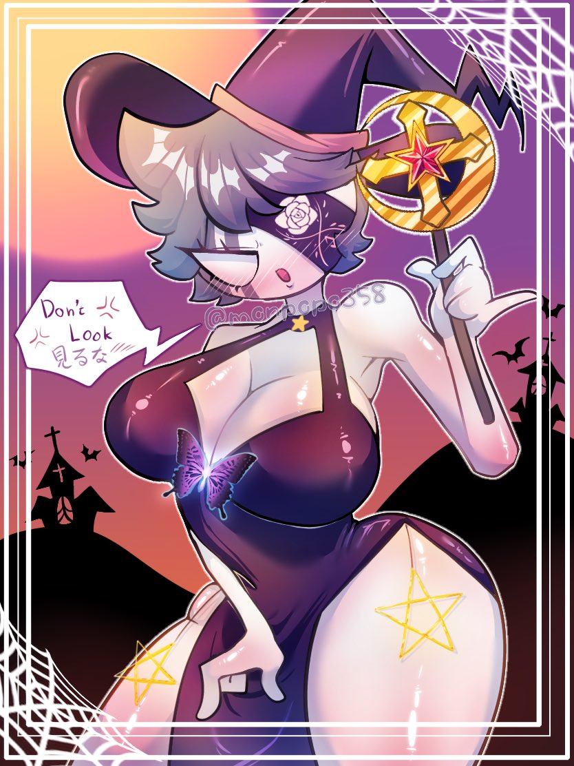 big_breasts boob_window female female_only friday_night_funkin halloween monpopo358 rule_63 ruv_(dokki.doodlez) ruvina witch_hat