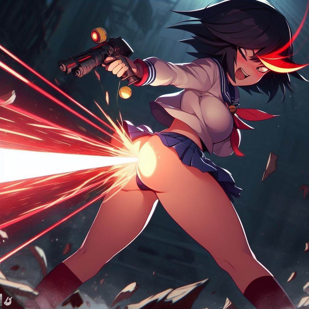 ai_generated bing_image_creator fart kill_la_kill laser laser_beam matoi_ryuuko weaponized_anus weaponized_ass what