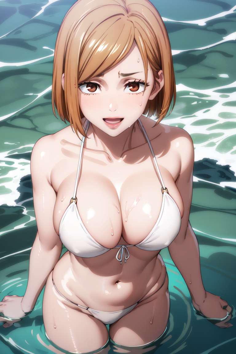 1girls, ai generated, brown eyes, brown hair, embarrassed, female, female only, human, jujutsu kaisen, kugisaki nobara, short hair, shy, solo, stable diffusion