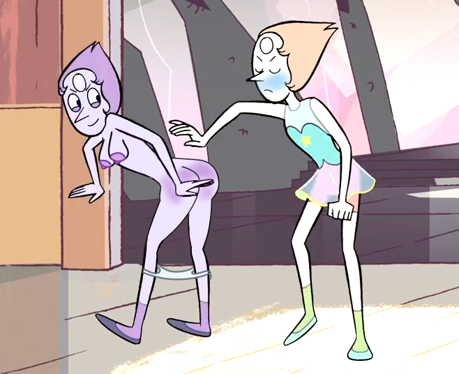 2girls accurate_art_style amethyst_(steven_universe) cartoon_network gem_(species) multiple_girls nude_filter pearl_(steven_universe) screenshot screenshot_edit self_upload shapeshifter spanking steven_universe su_edits