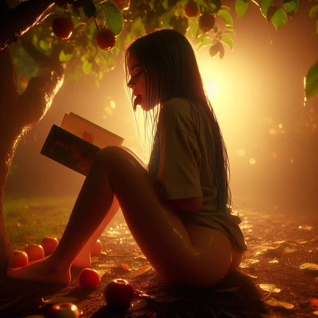 1girls ai_generated barefoot_on_grass billie_eilish celebrity dall-e3 female female_only human naked naked_female nude nude_female raining reading reading_book sitting sitting_on_ground soaked solo wet wet_body