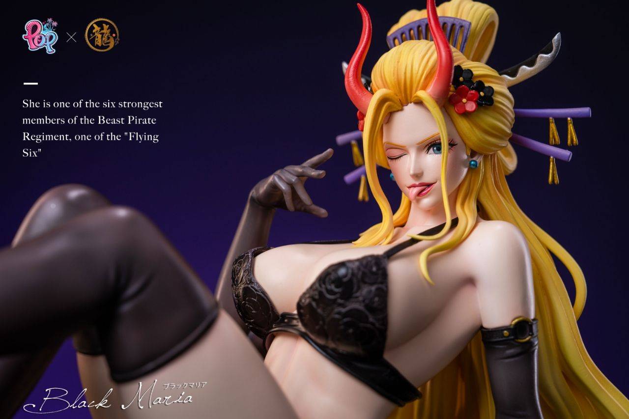 1girls beast_pirates black_maria blonde_hair blue_eyes breasts cigarette cigarette_holder curvy curvy_female dragon_x_pop_studio elbow_gloves female female_only geisha giantess horn horns hourglass_figure large_breasts long_hair oiran one_piece pinup pinup_pose statue thighhighs wano_country