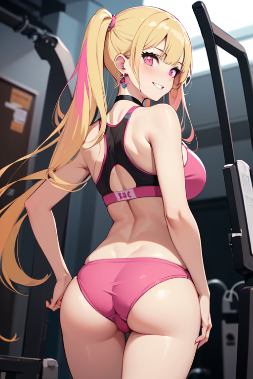 ai generated, ass, female, gym uniform, kitagawa marin, sono bisque doll wa koi wo suru, stable diffusion, tagme