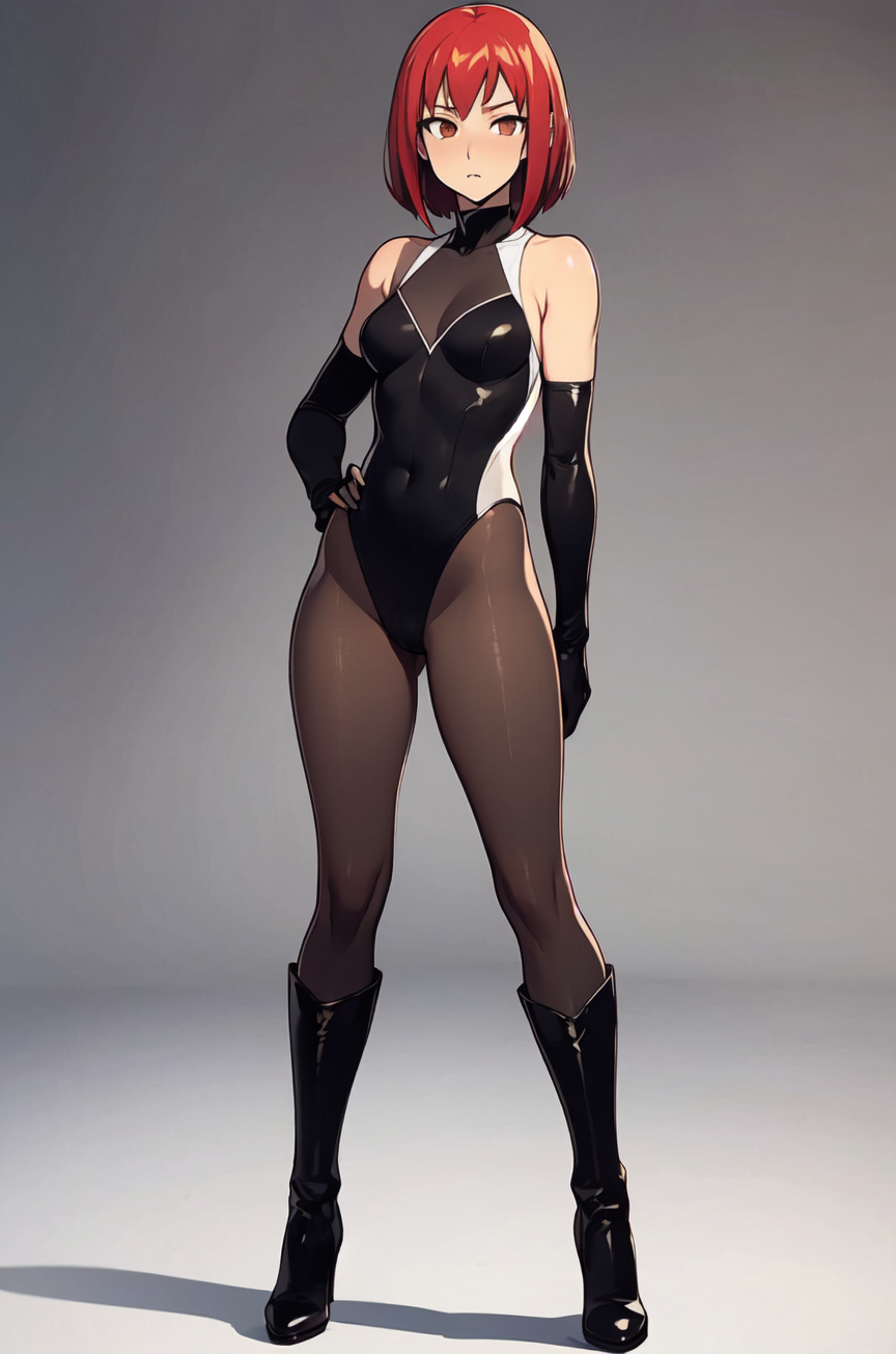 1girls ai_generated bob_cut boots corruption disney elbow_gloves eyes female hair human latex latex_boots latex_clothing latex_gloves leotard light-skinned_female long_gloves open_eyes orange_eyes pale-skinned_female pantyhose png red_hair short_hair solo standing transformation w.i.t.c.h. will_vandom